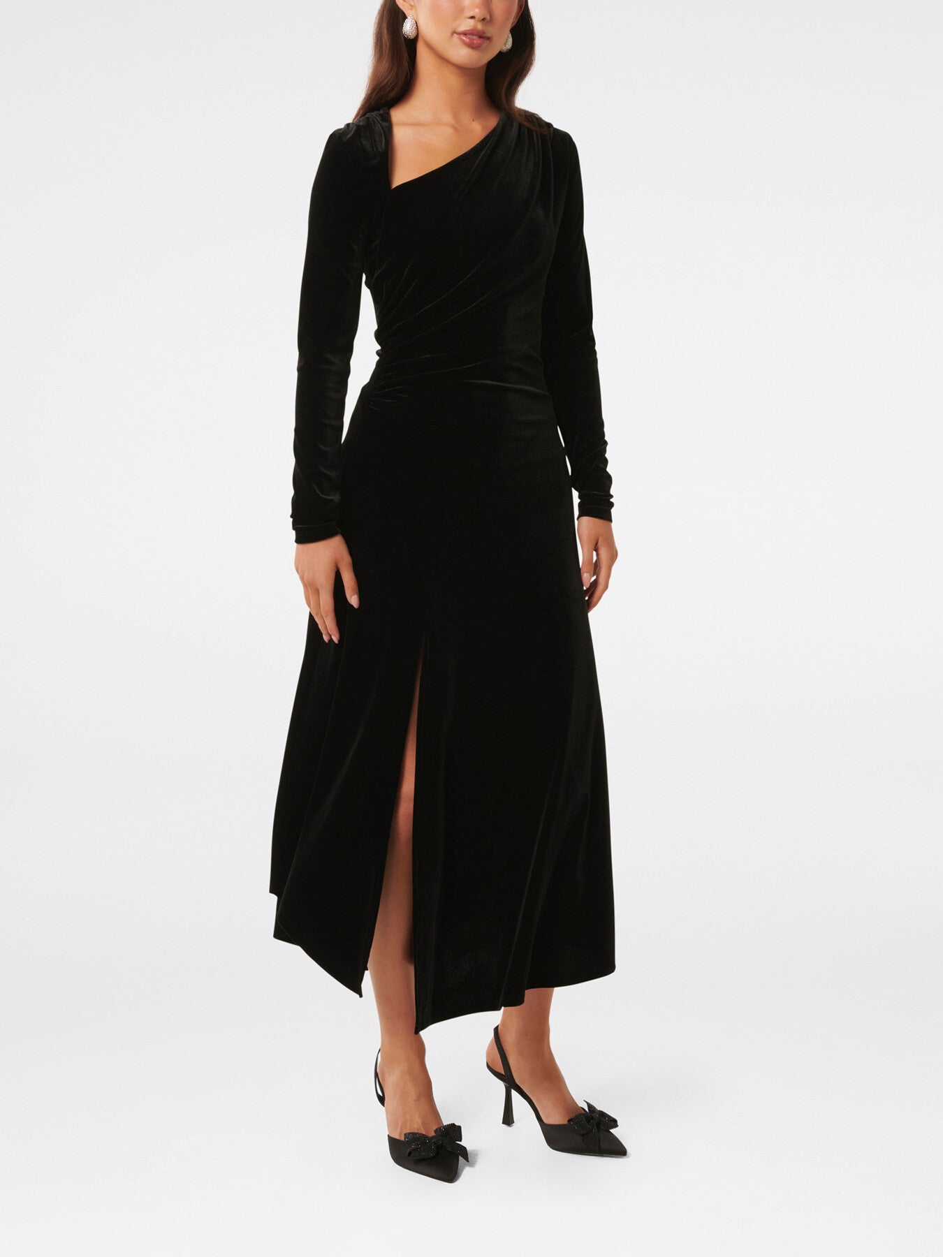 Sawyer Asymmetrical Velvet Drape Dress