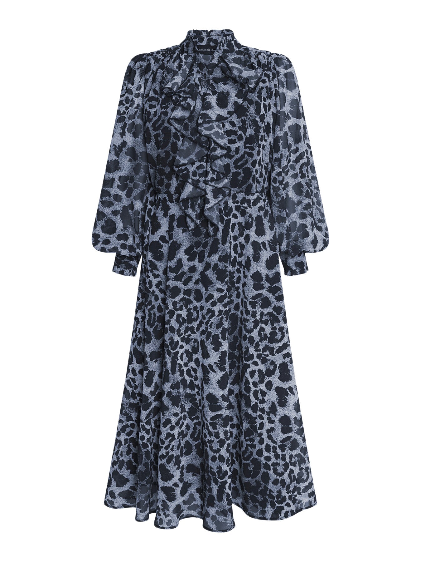 Leopard Print Midi Ruffle Dress
