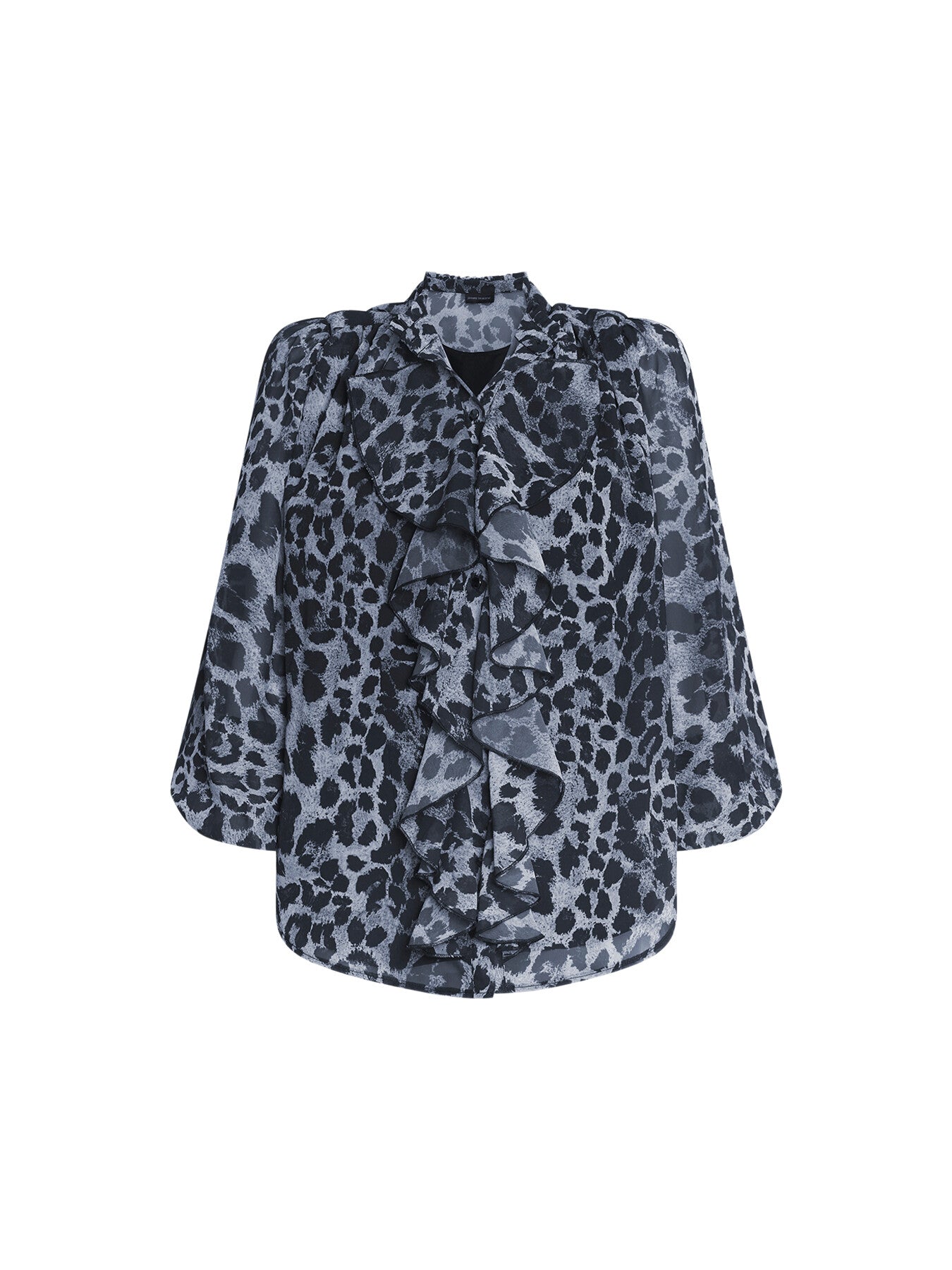 Leopard Print Front Ruffle Shirt