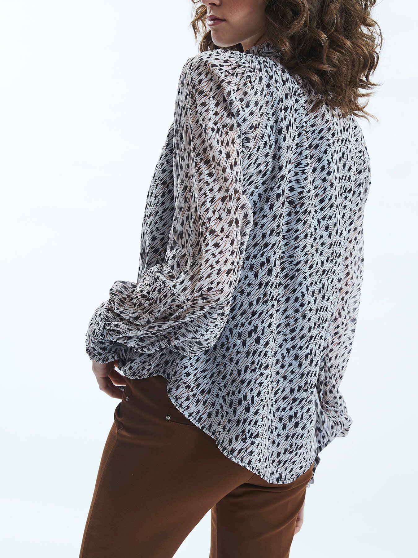 Printed Ruffle Detail Shirt