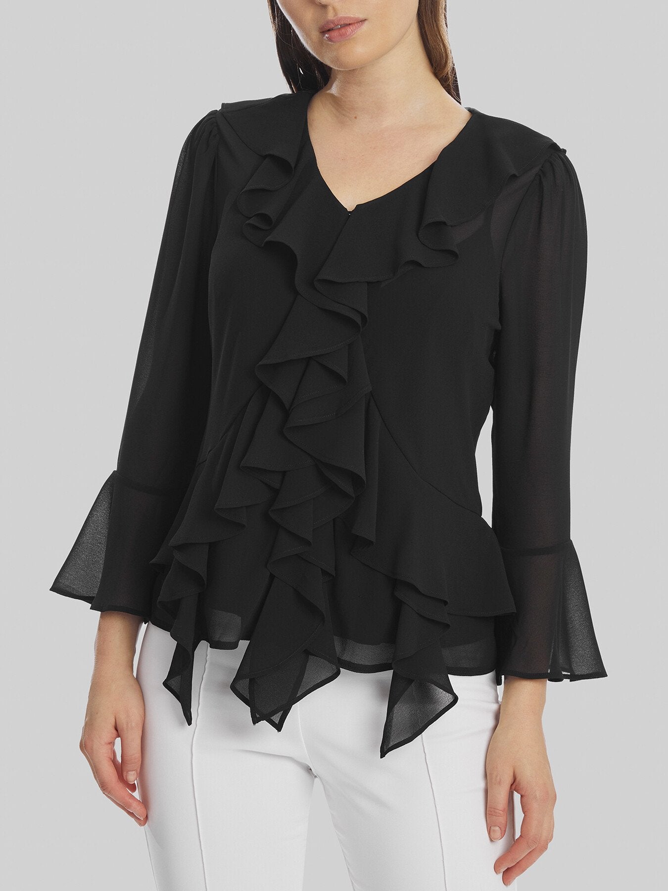 V-neck Chiffon Ruffle Blouse