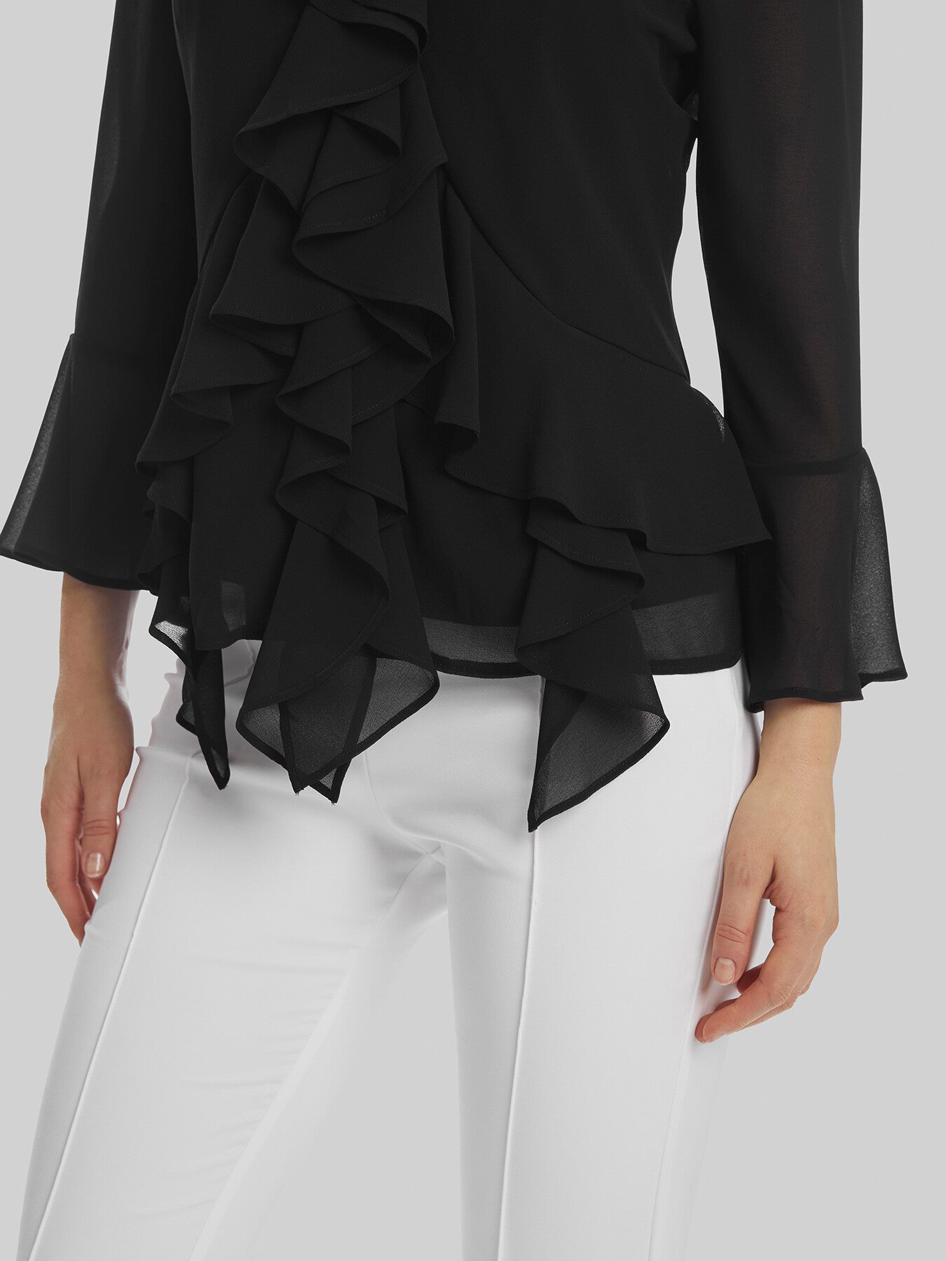 V-neck Chiffon Ruffle Blouse