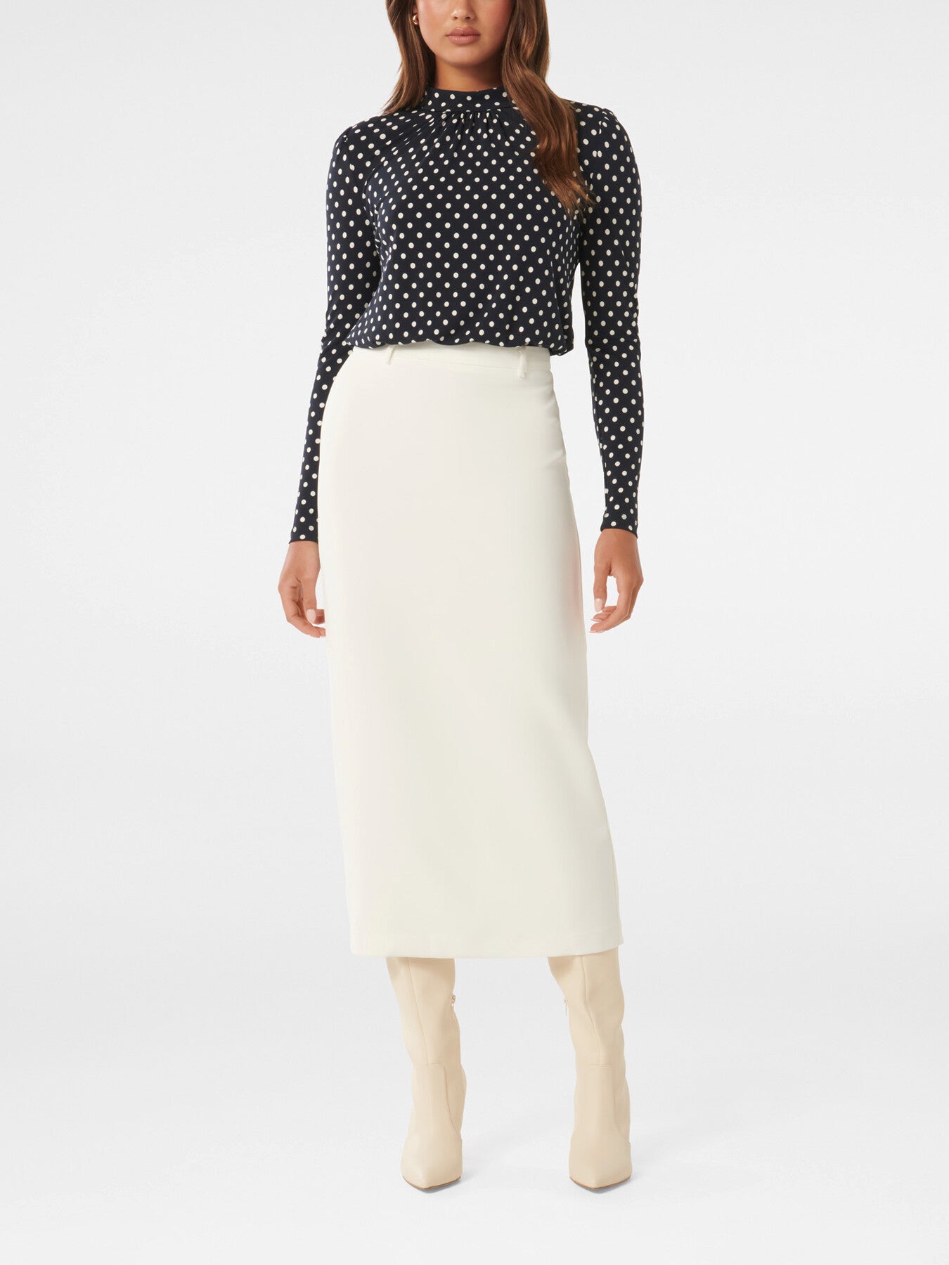 Beatrice High Neck Spotted Top
