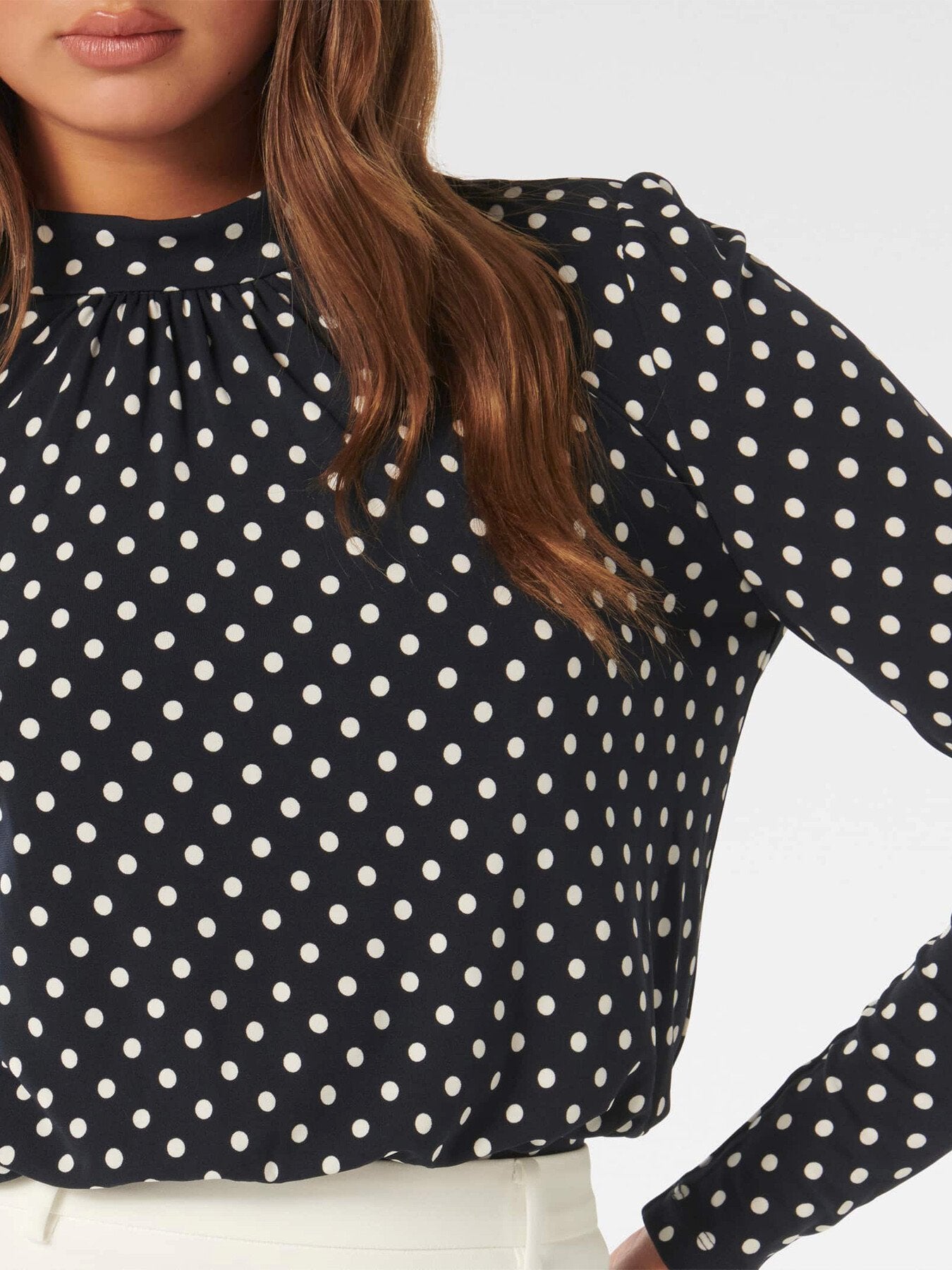 Beatrice High Neck Spotted Top