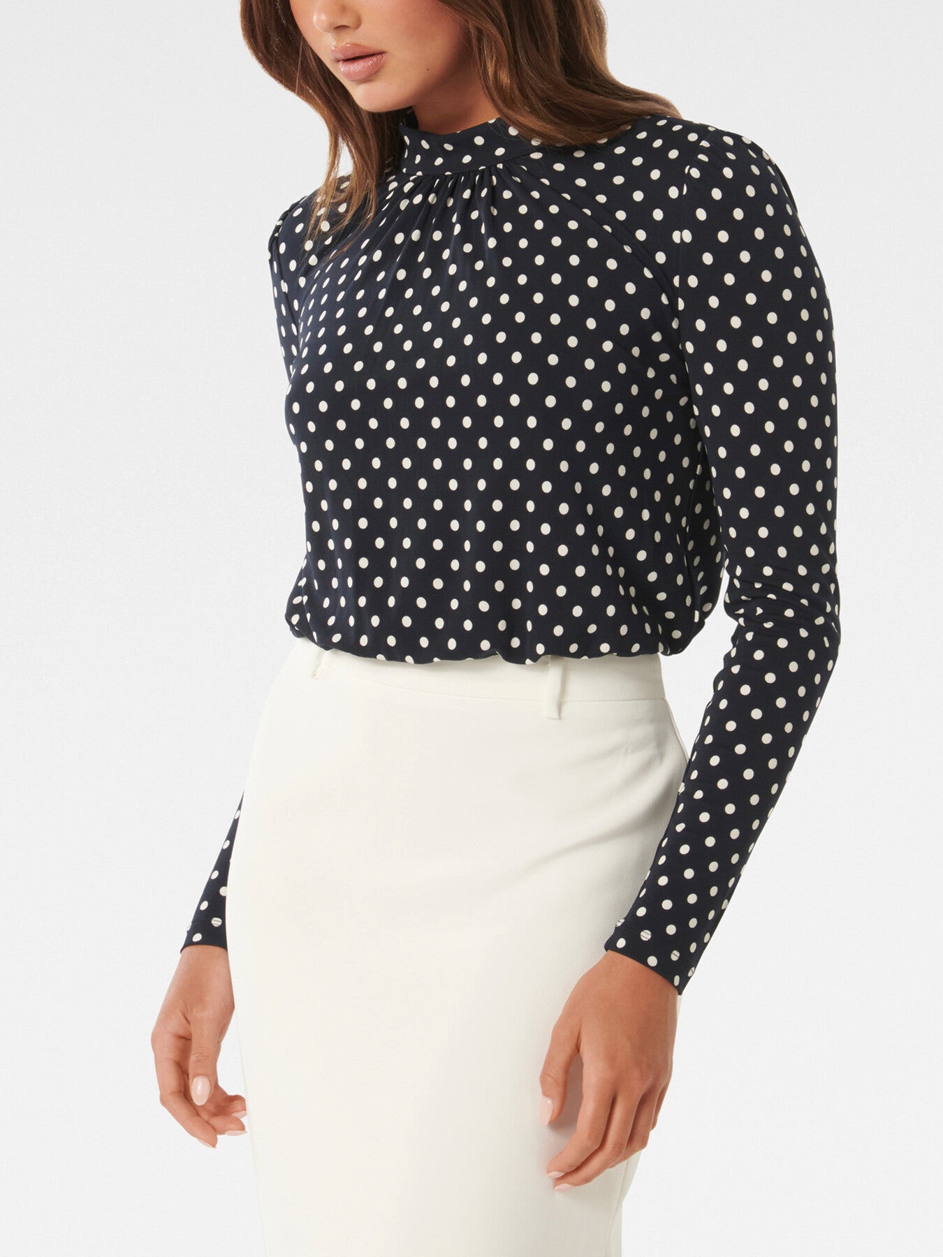 Beatrice High Neck Spotted Top