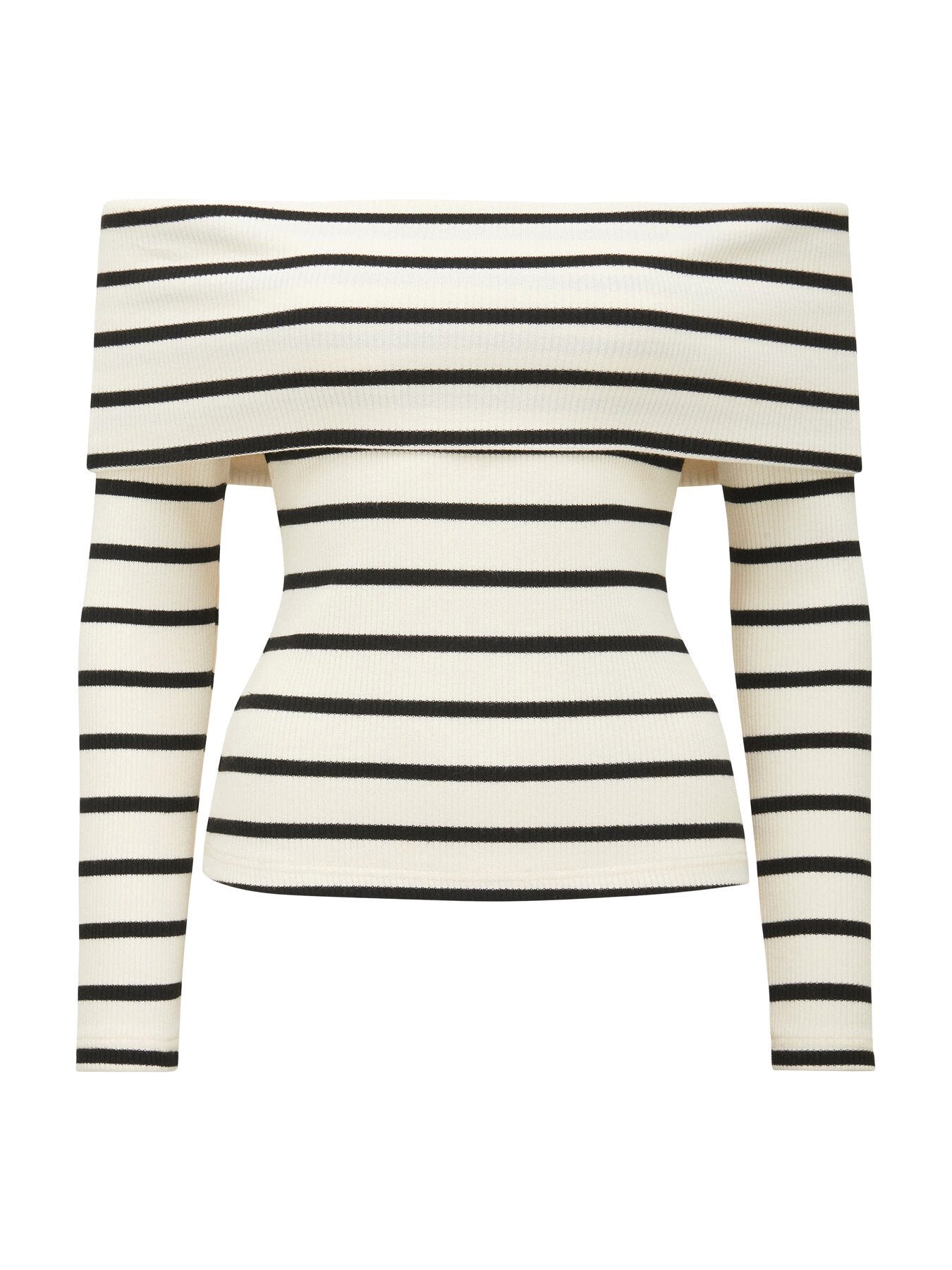 Louise Ribbed Long Sleevess Bardot Top