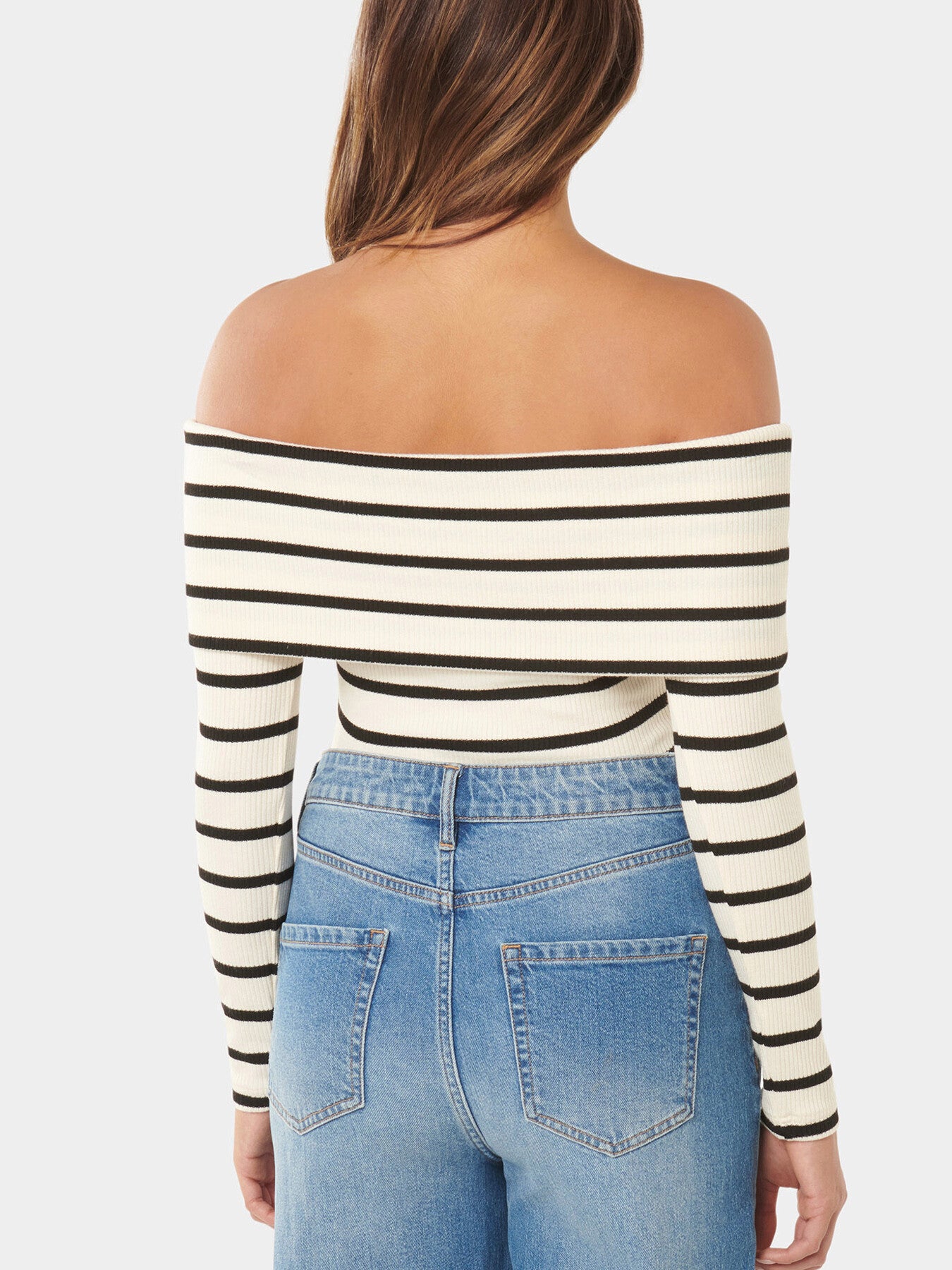 Louise Ribbed Long Sleevess Bardot Top