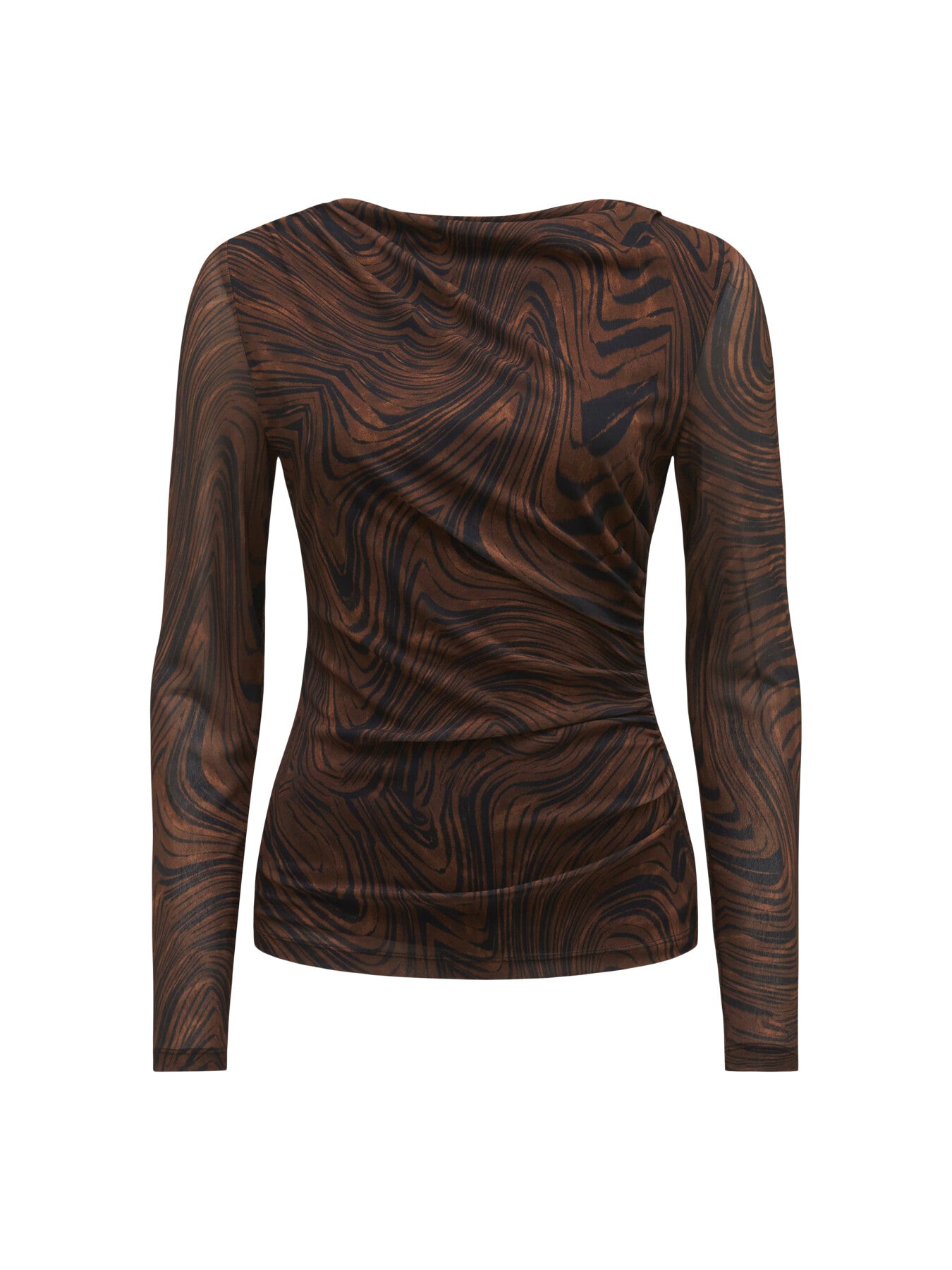 Zali Ruched Mesh Long Sleeves Top