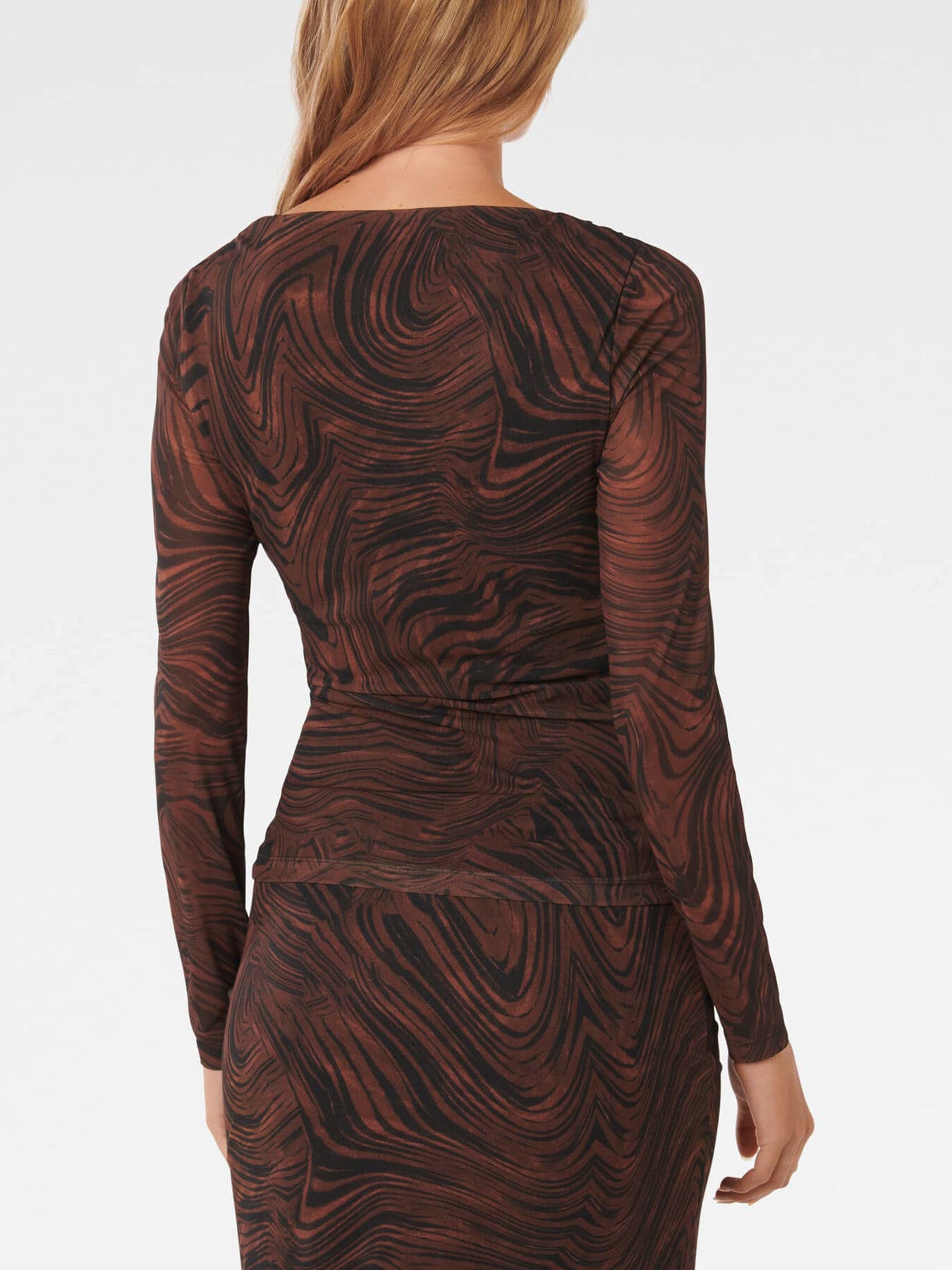 Zali Ruched Mesh Long Sleeves Top