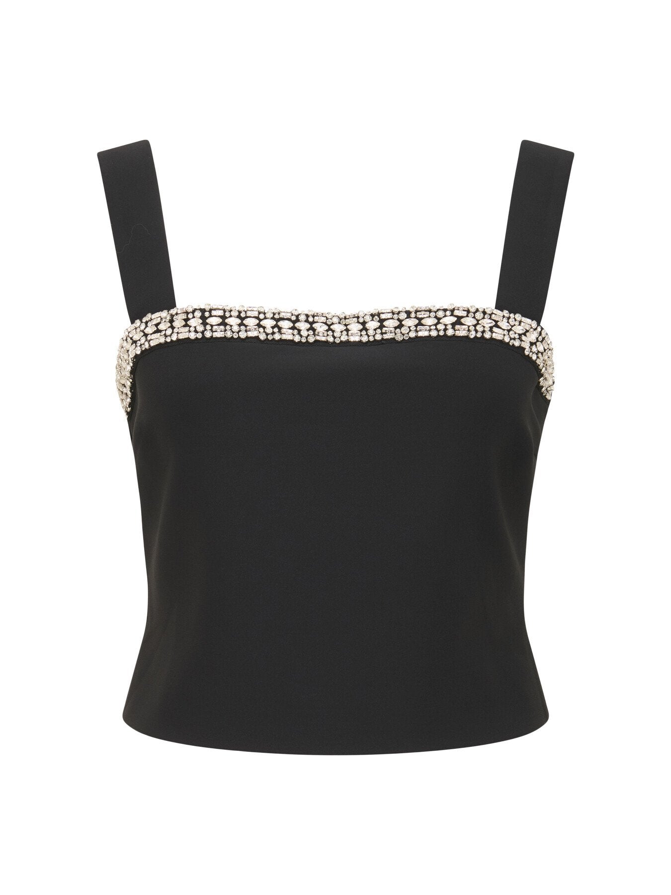 Camilla Embellished Trim Crepe Top