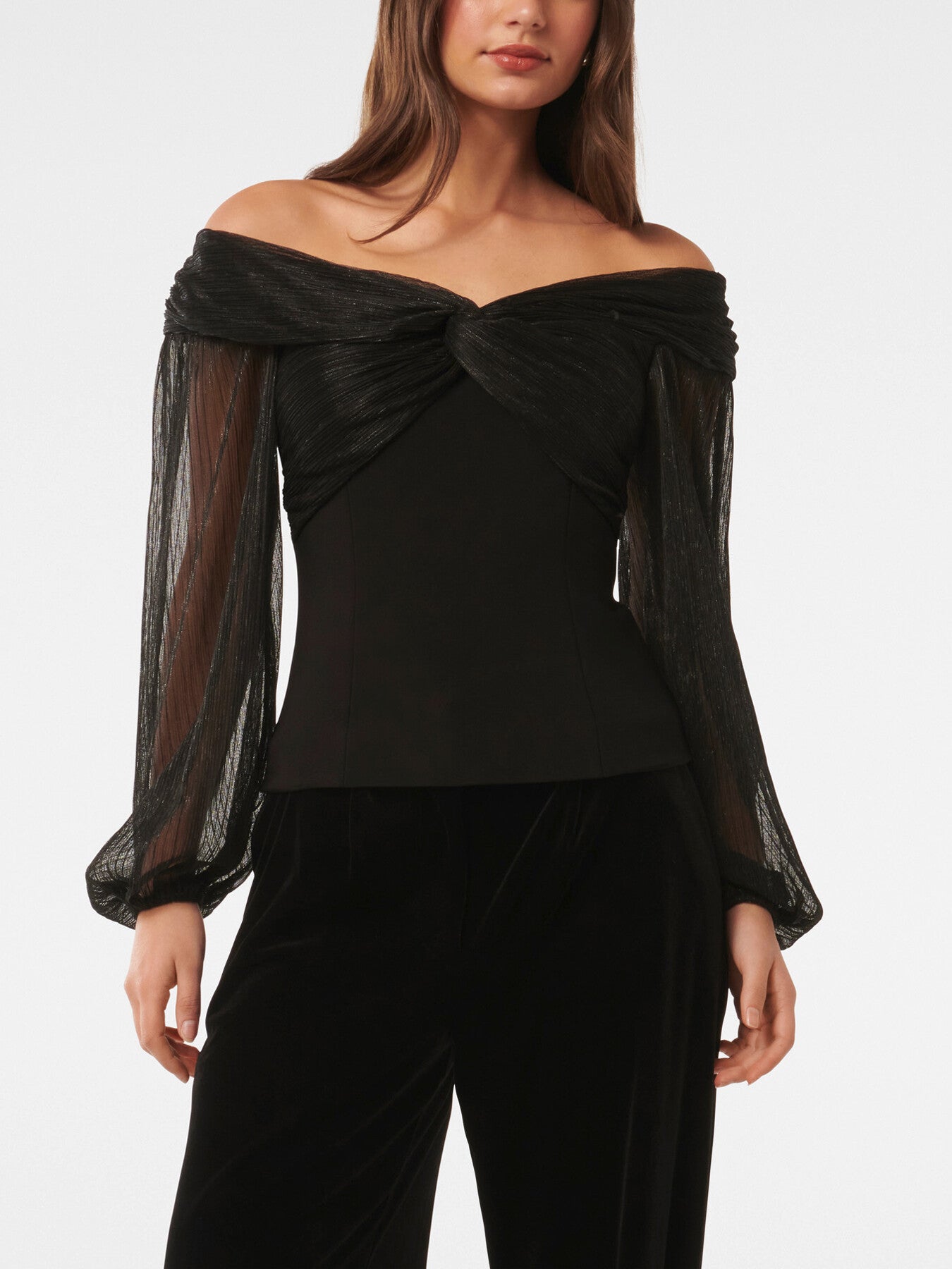 Alyssa Twist Front Plisse Top