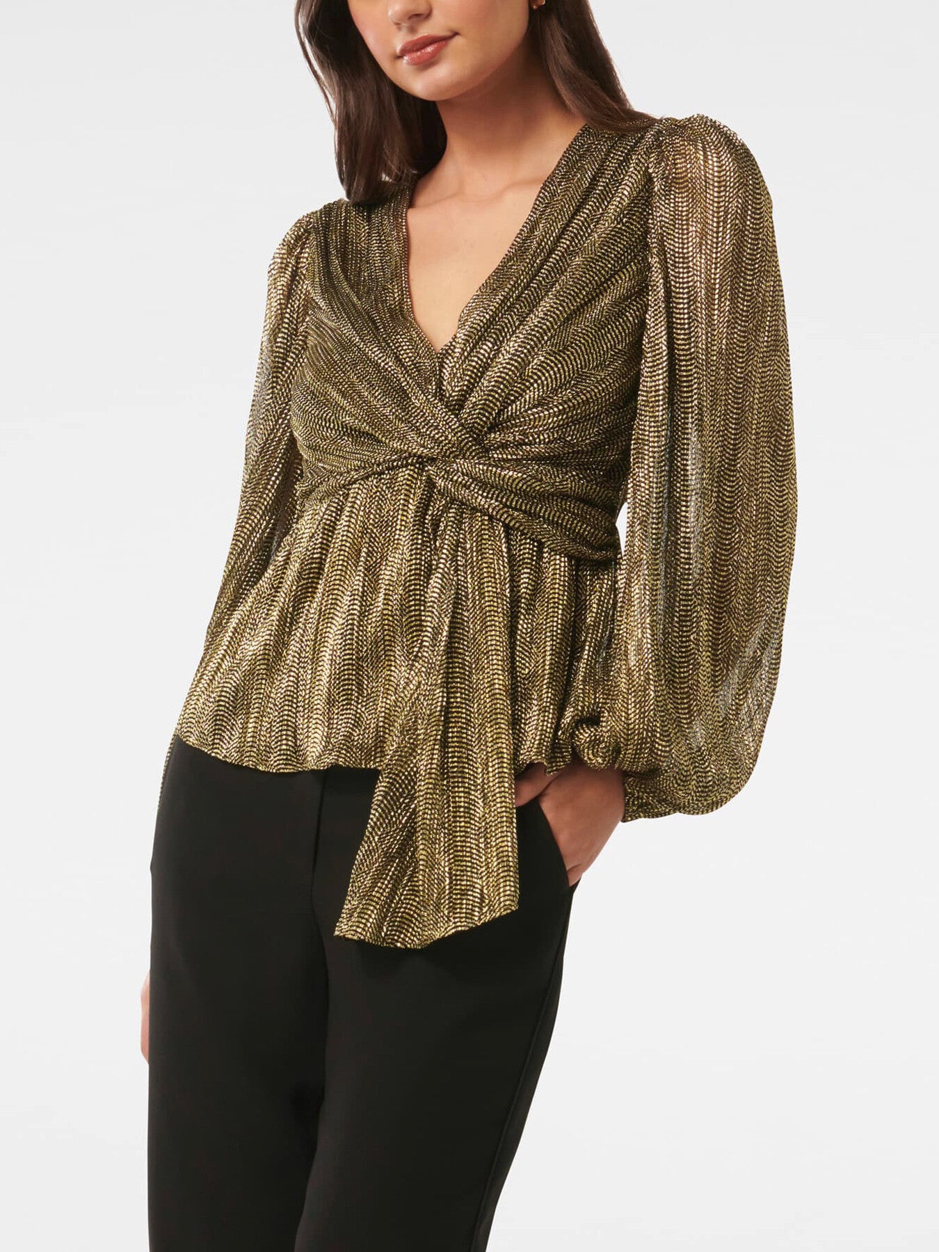 Cassidy Metallic Plisse Top
