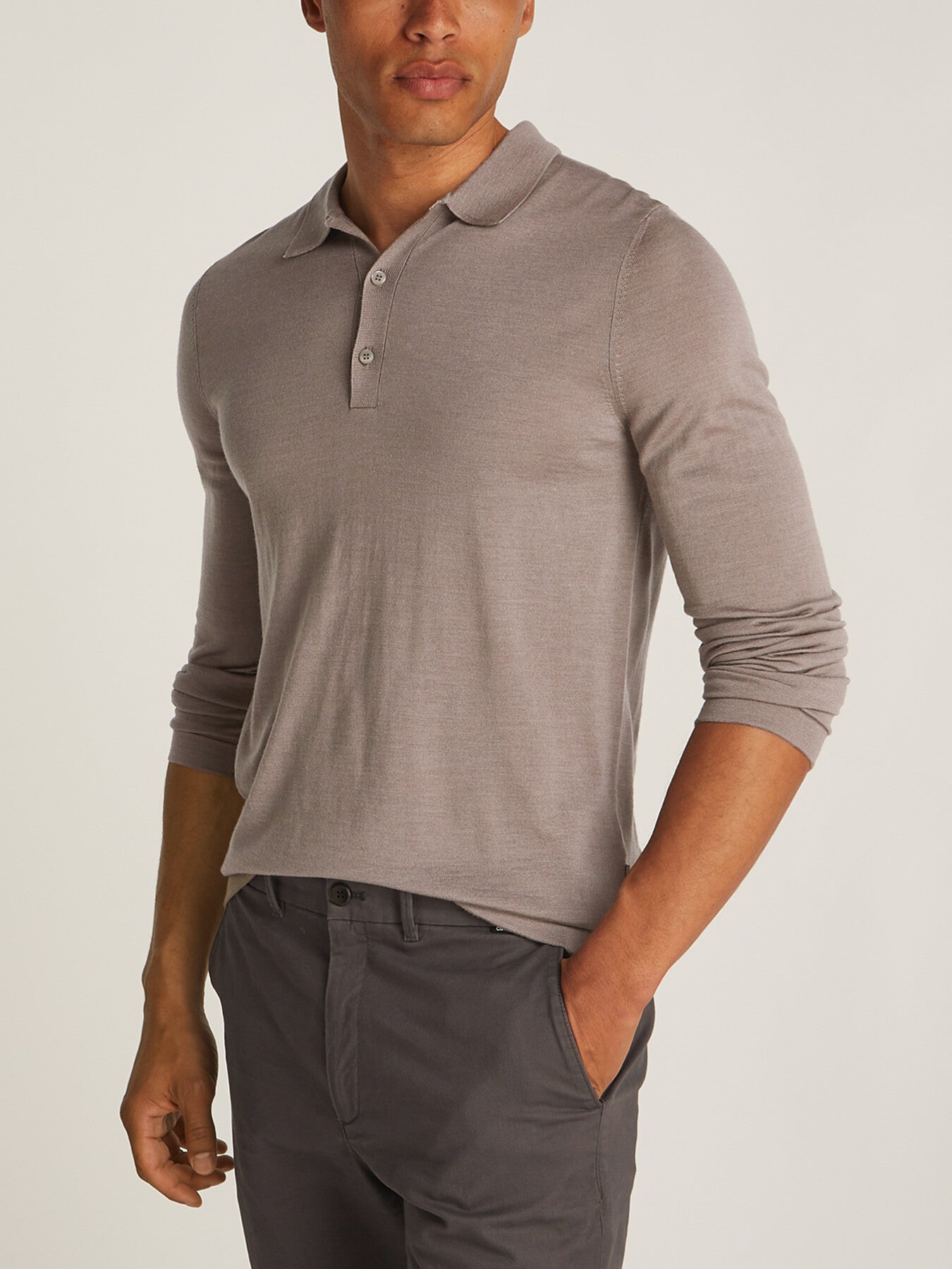 Italian Merino Silk Long Sleeve Polo