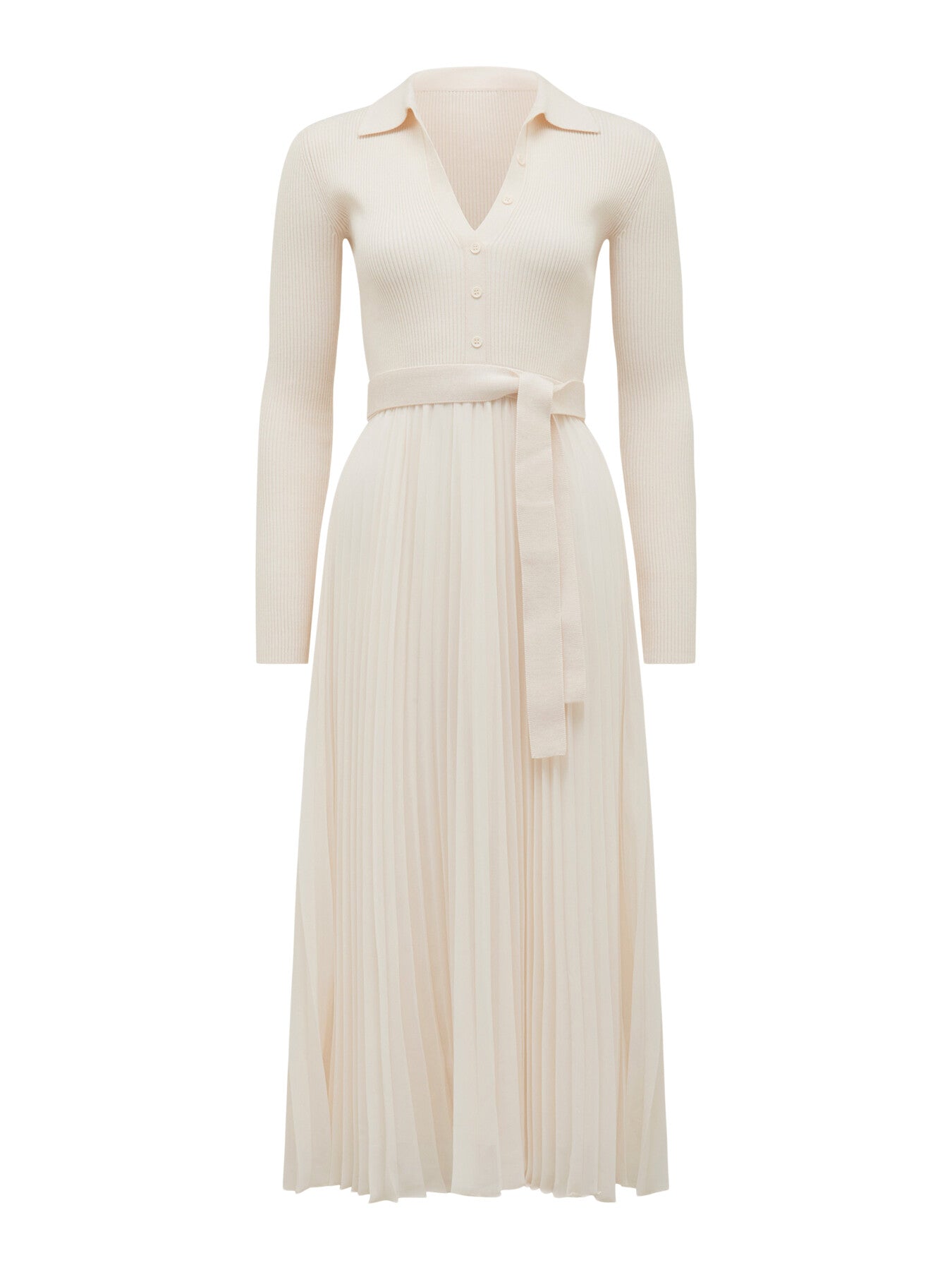 Maeve Pleat Hem Polo Collar Knit Dress