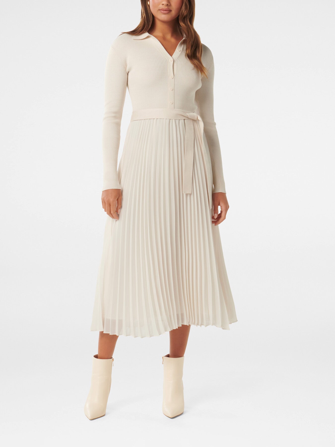Maeve Pleat Hem Polo Collar Knit Dress