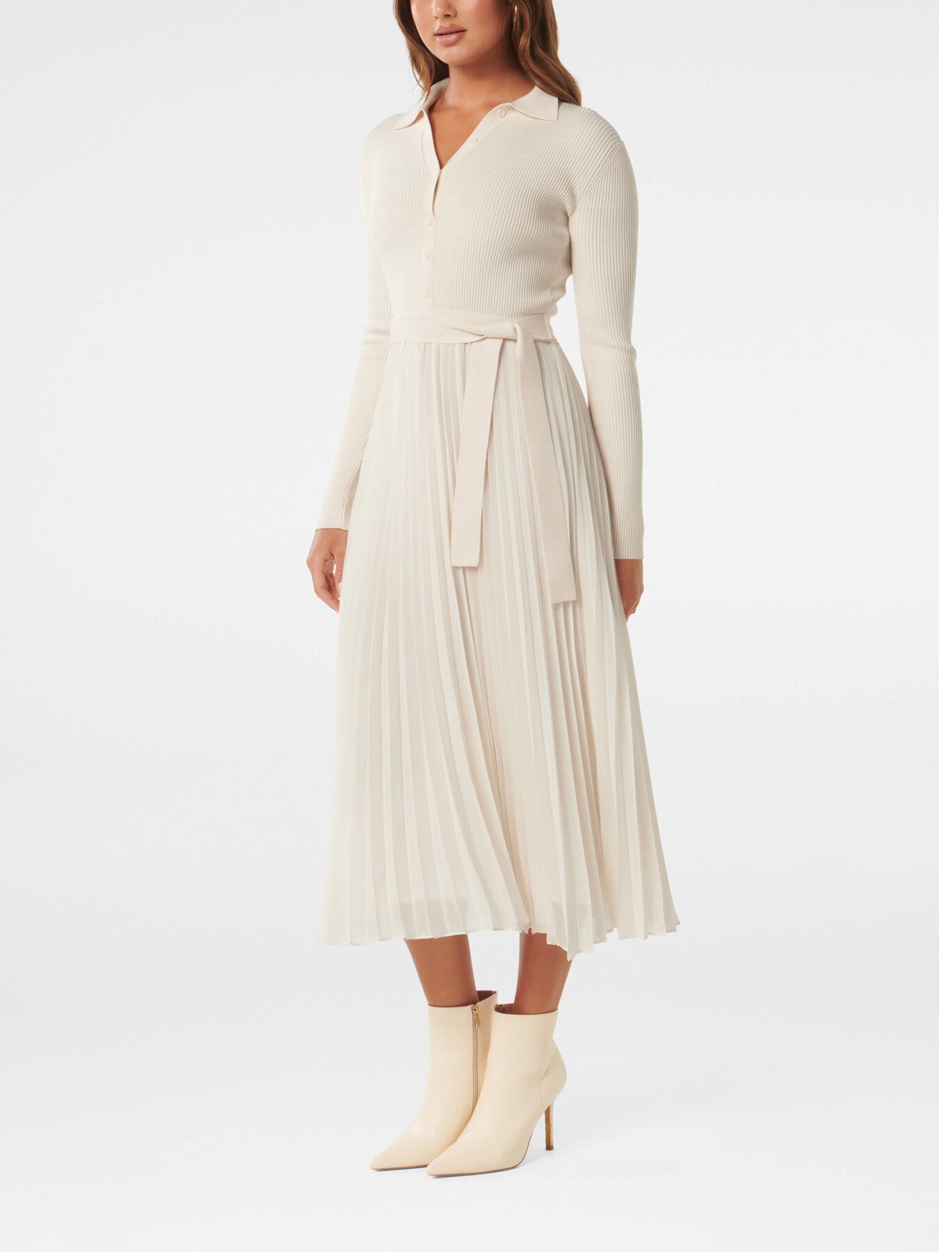 Maeve Pleat Hem Polo Collar Knit Dress