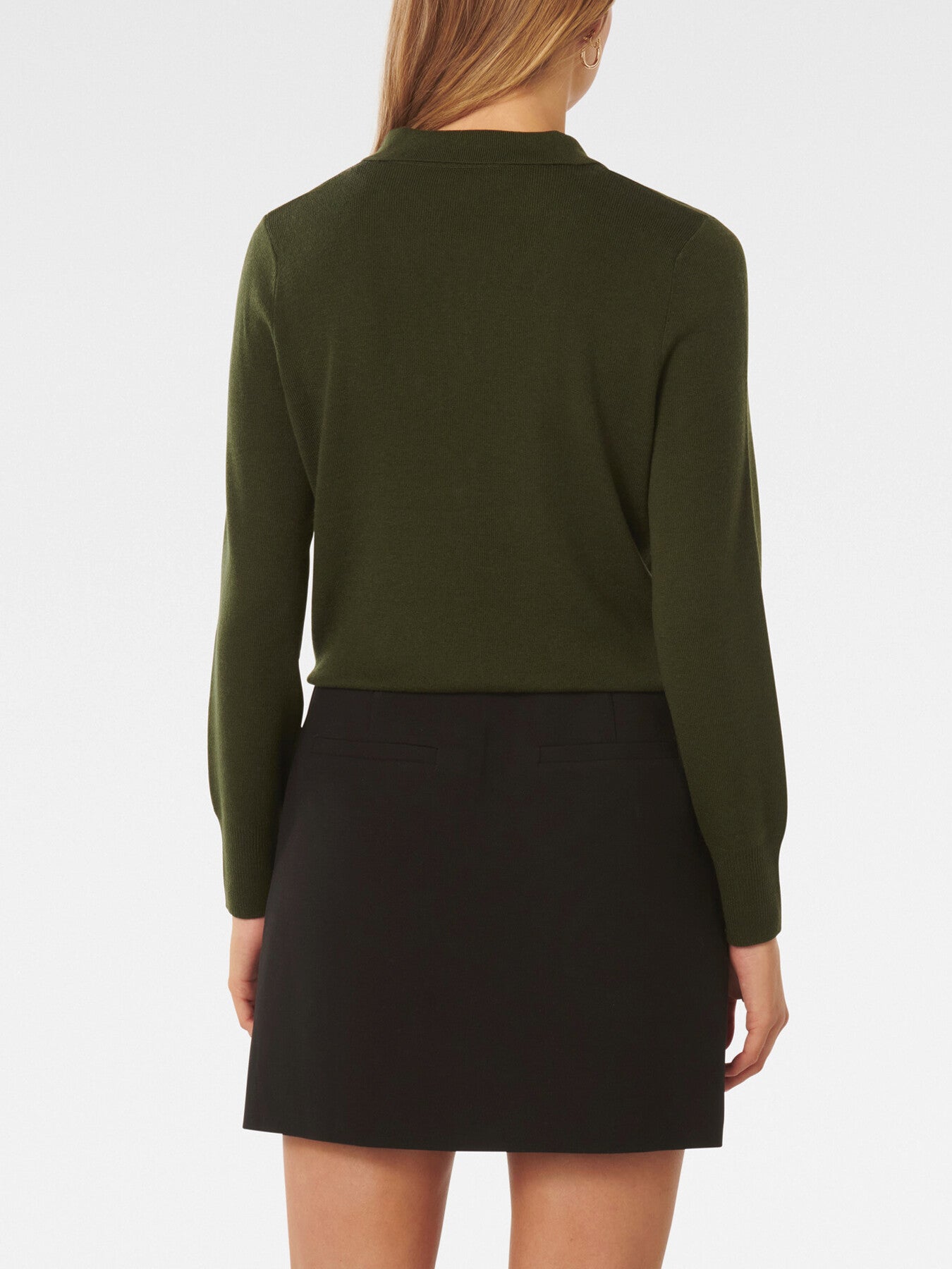 Olive Button Through Polo Jumper