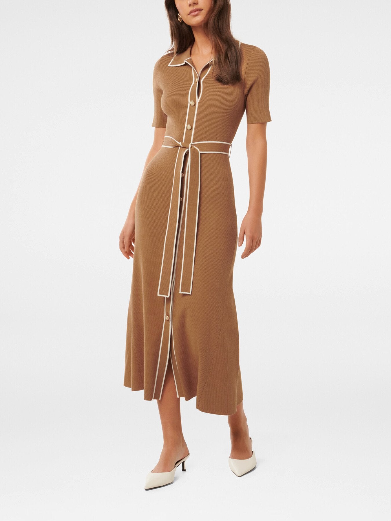 Cindy Tipped Short Sleeves A-Line Dress