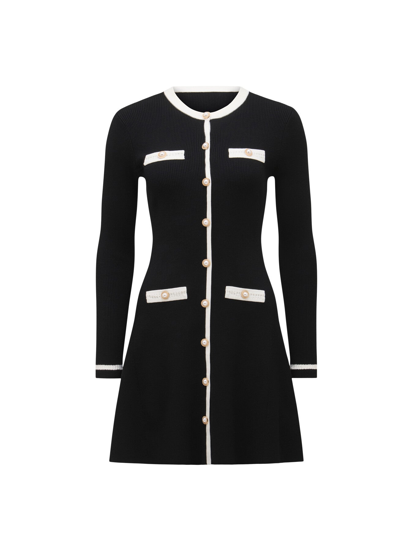 Kerry Contrast Long Sleeves Knit Mini Dress