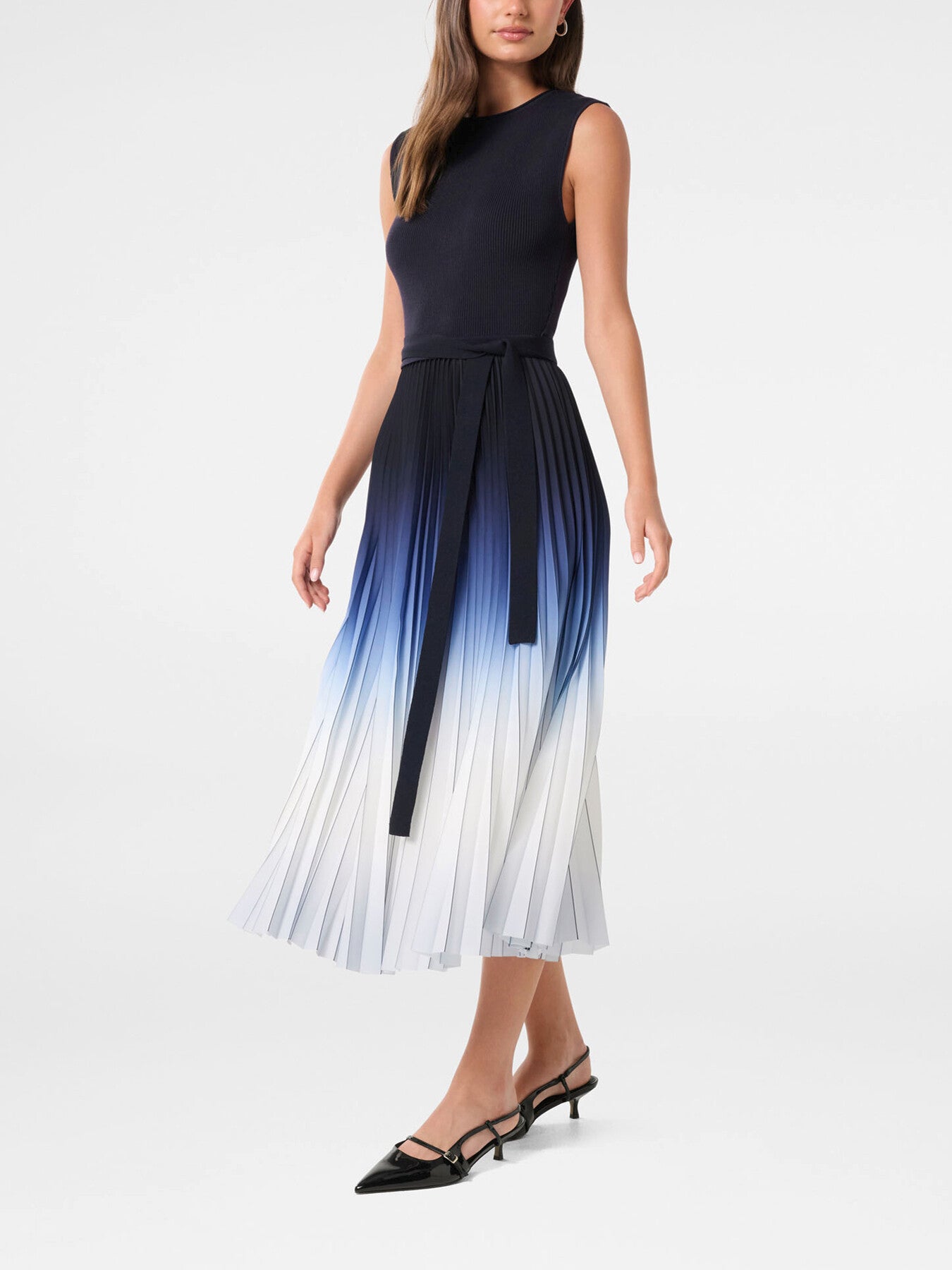 Elara Ombre Pleated Midi Dress