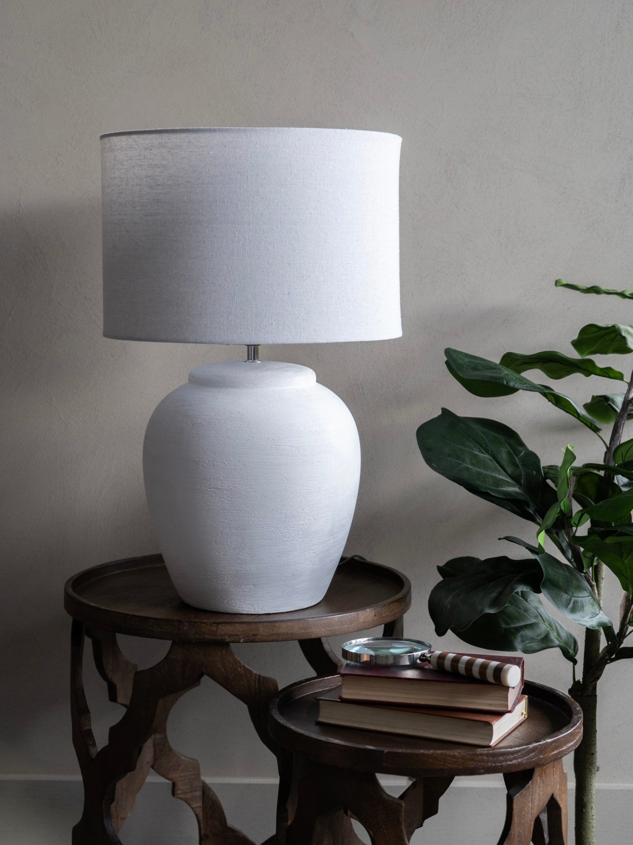 Rhodes Ceramic Lamp base with Shade, Large E27 L