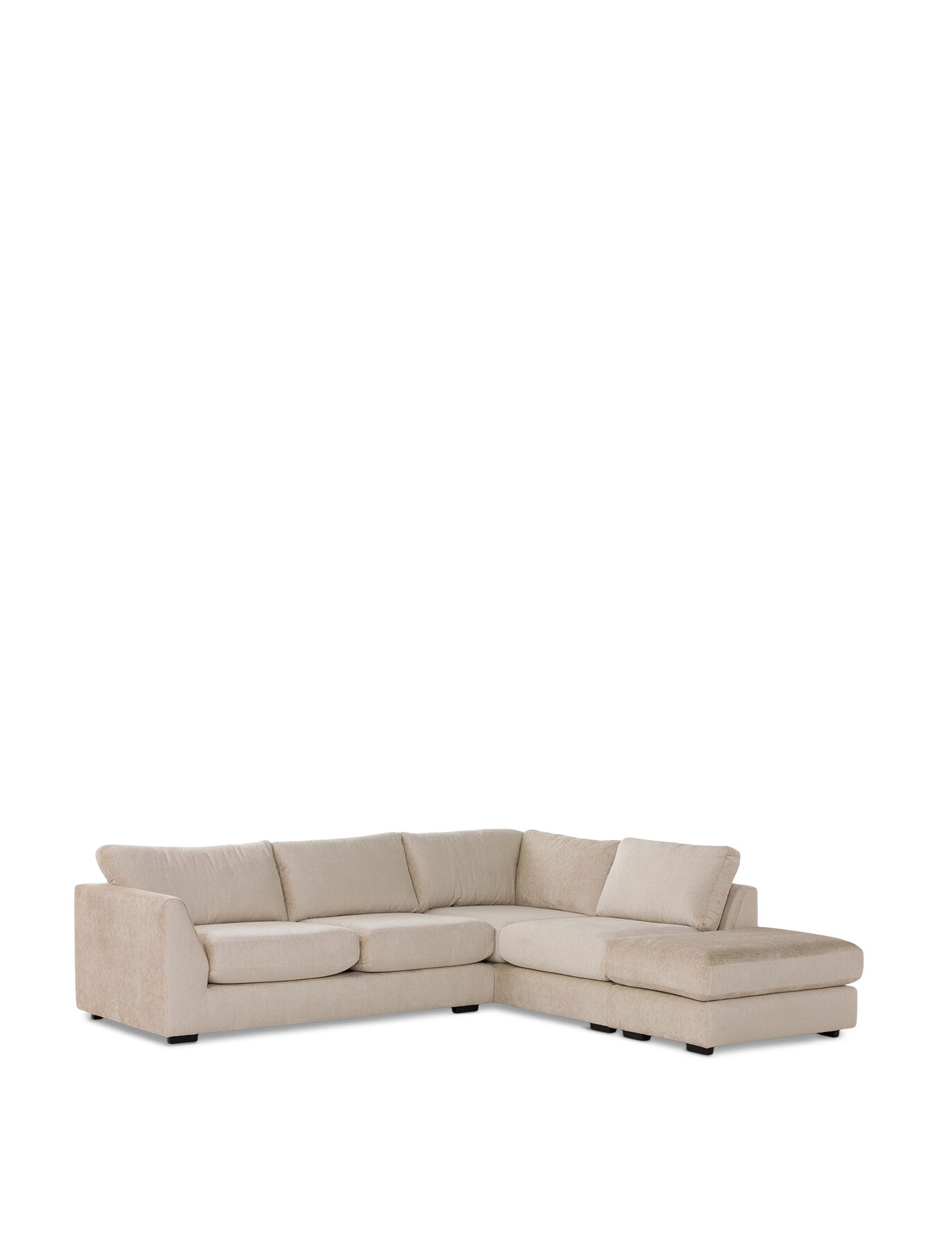 Melby Cream Velvet Right Facing Corner Sofa With Foo