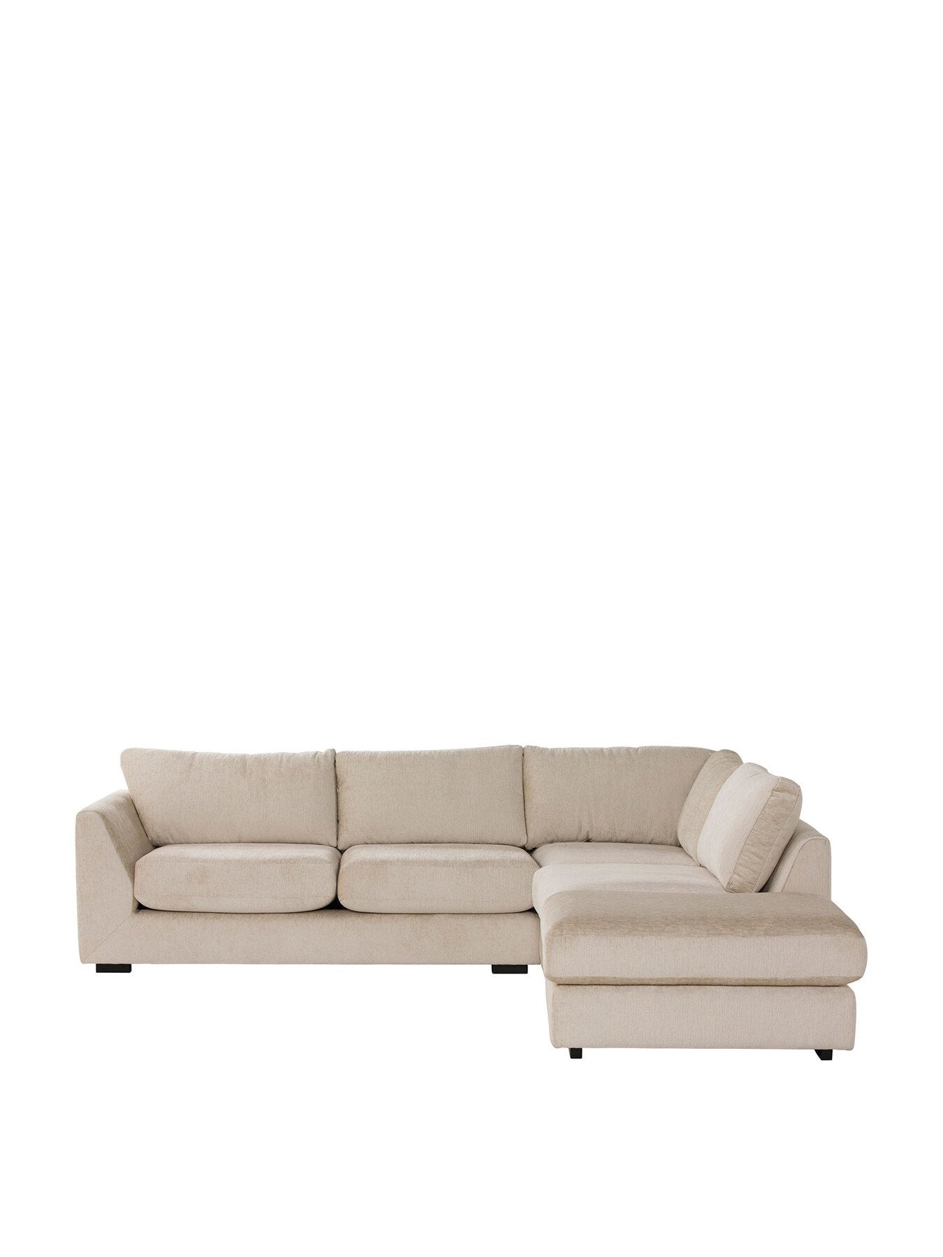 Melby Cream Velvet Right Facing Corner Sofa With Foo