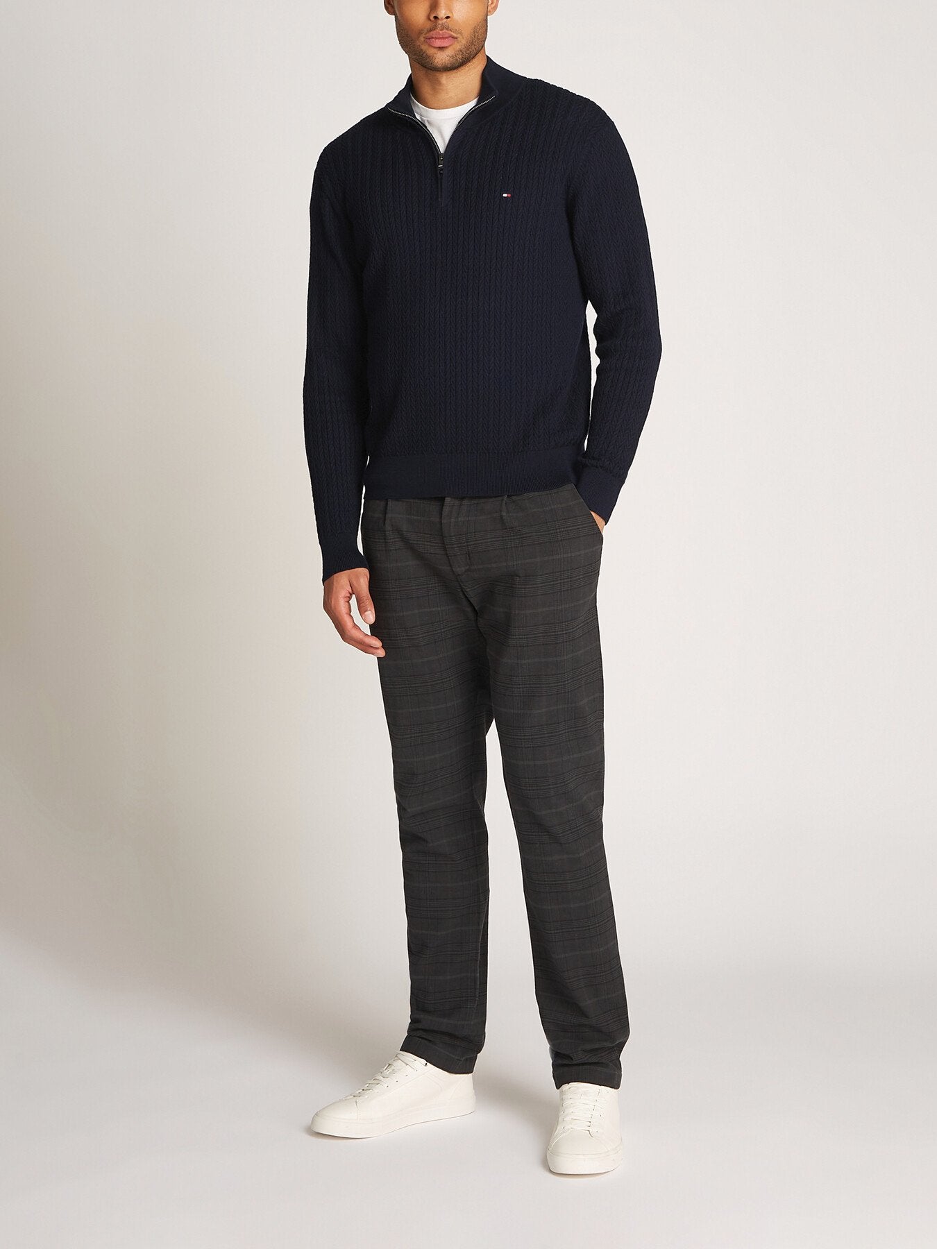 Herringbone Zip Mock Neck Sweater