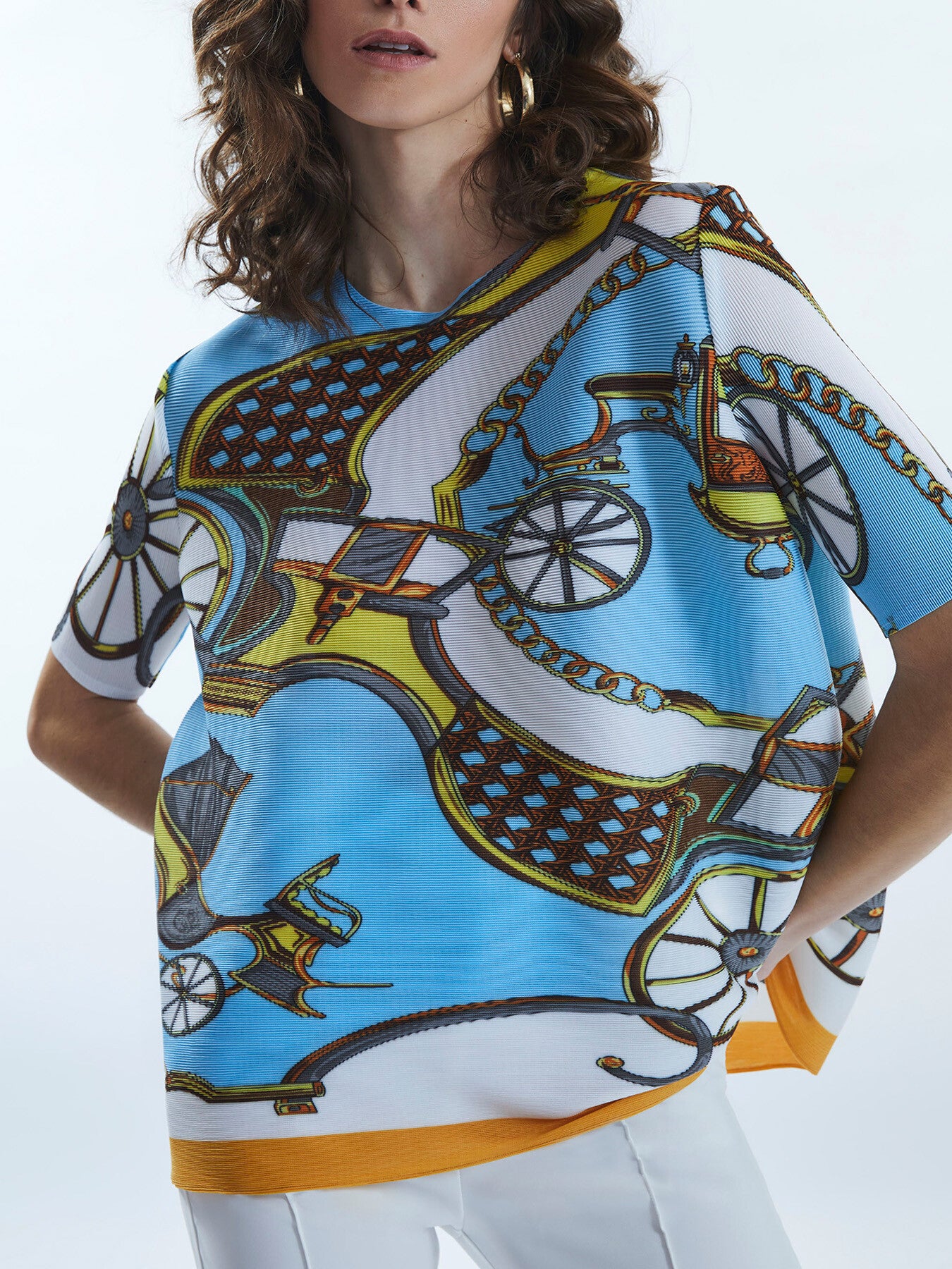 Scarf Pattern Pleasted Top