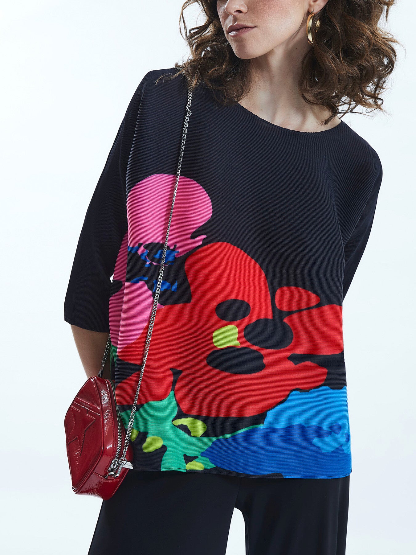 Abstract print Pleated Top
