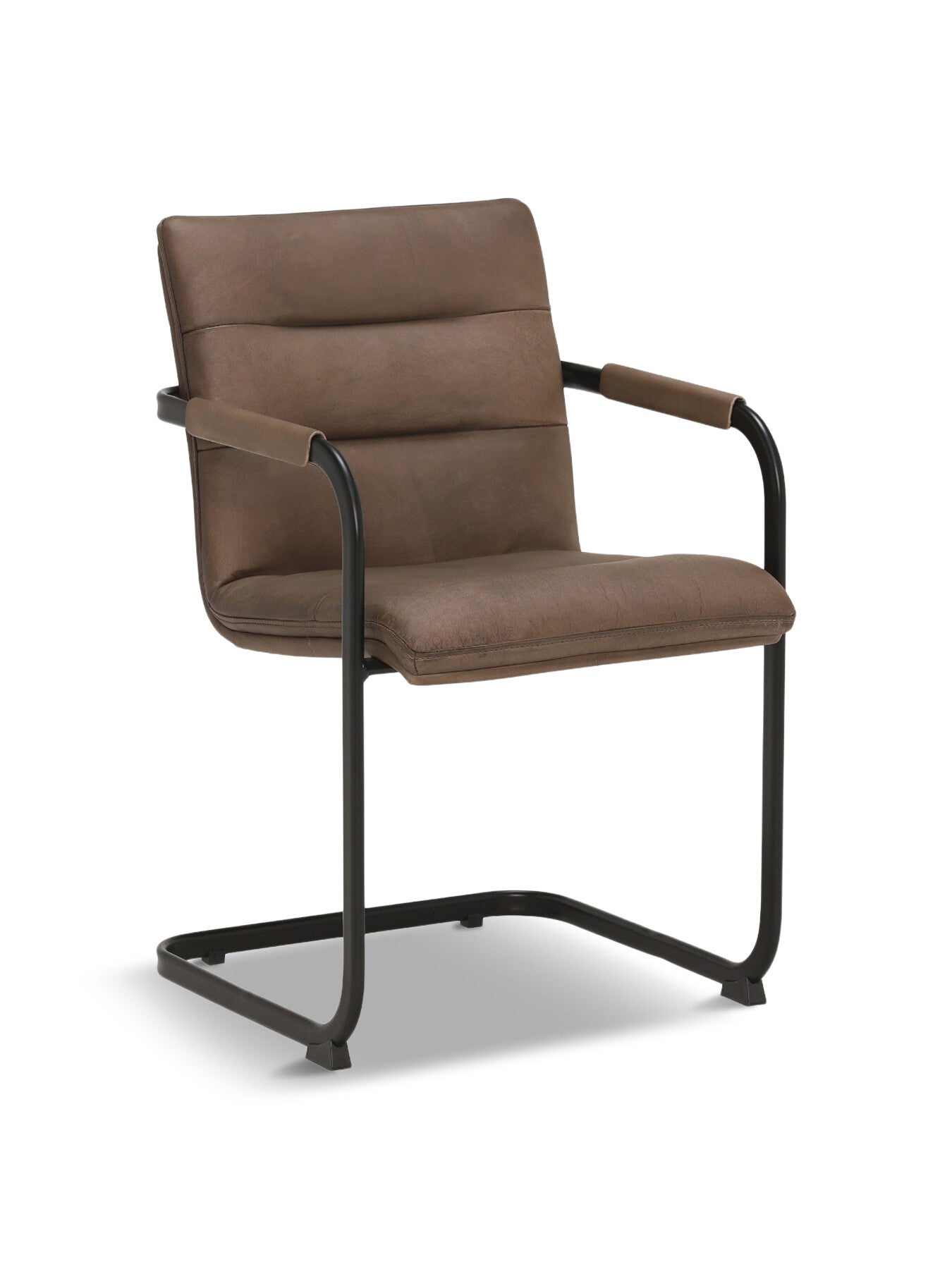 Rigel Leather Dining Armchair With Black Metal B