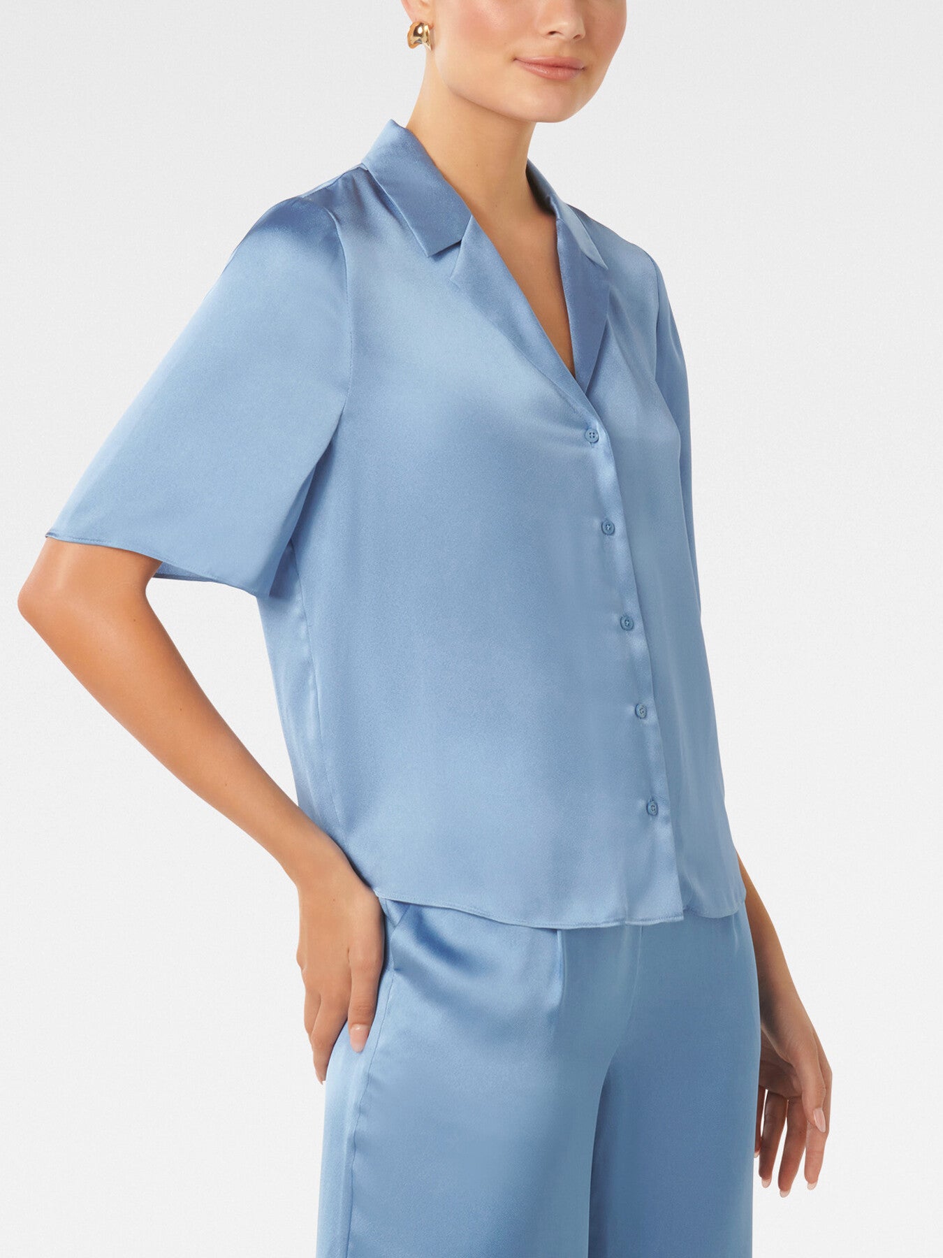 Mercedes Short Sleeves Satin Shirt