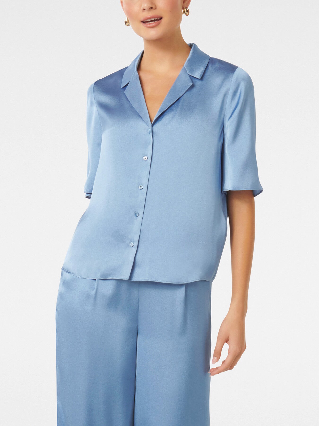 Mercedes Short Sleeves Satin Shirt