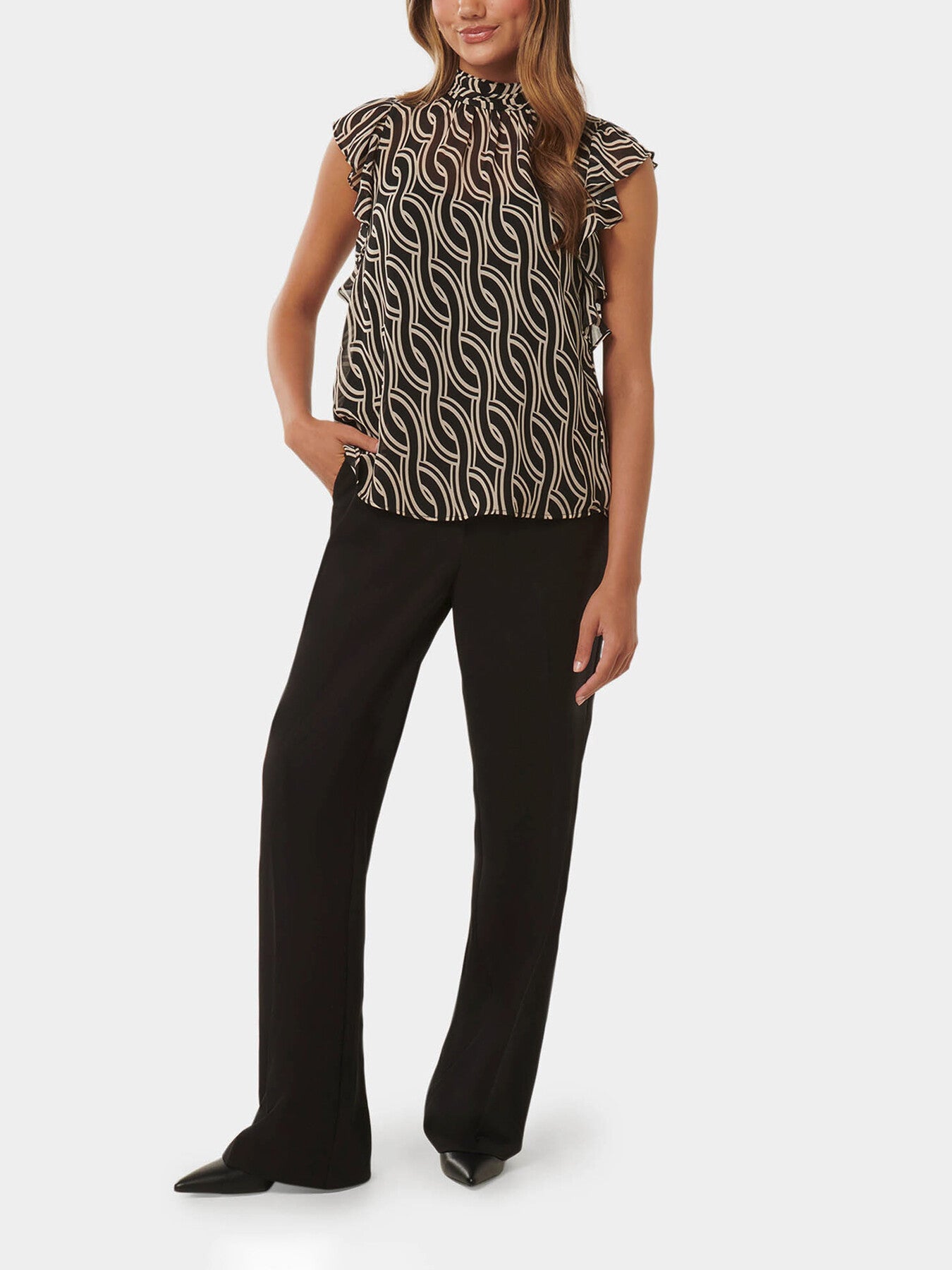 Rayne Petite Ruffle High Neck Blouse