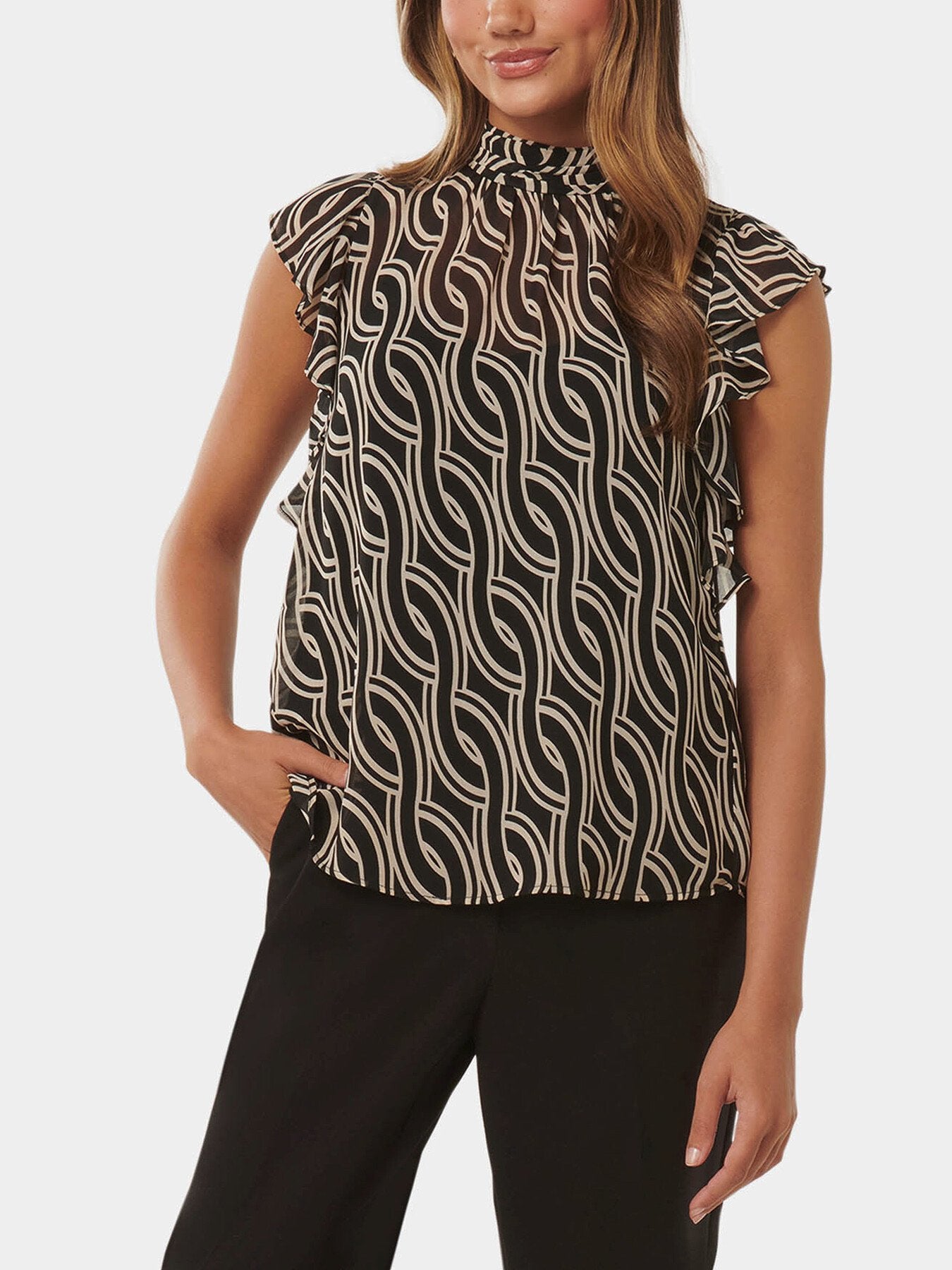 Rayne Petite Ruffle High Neck Blouse