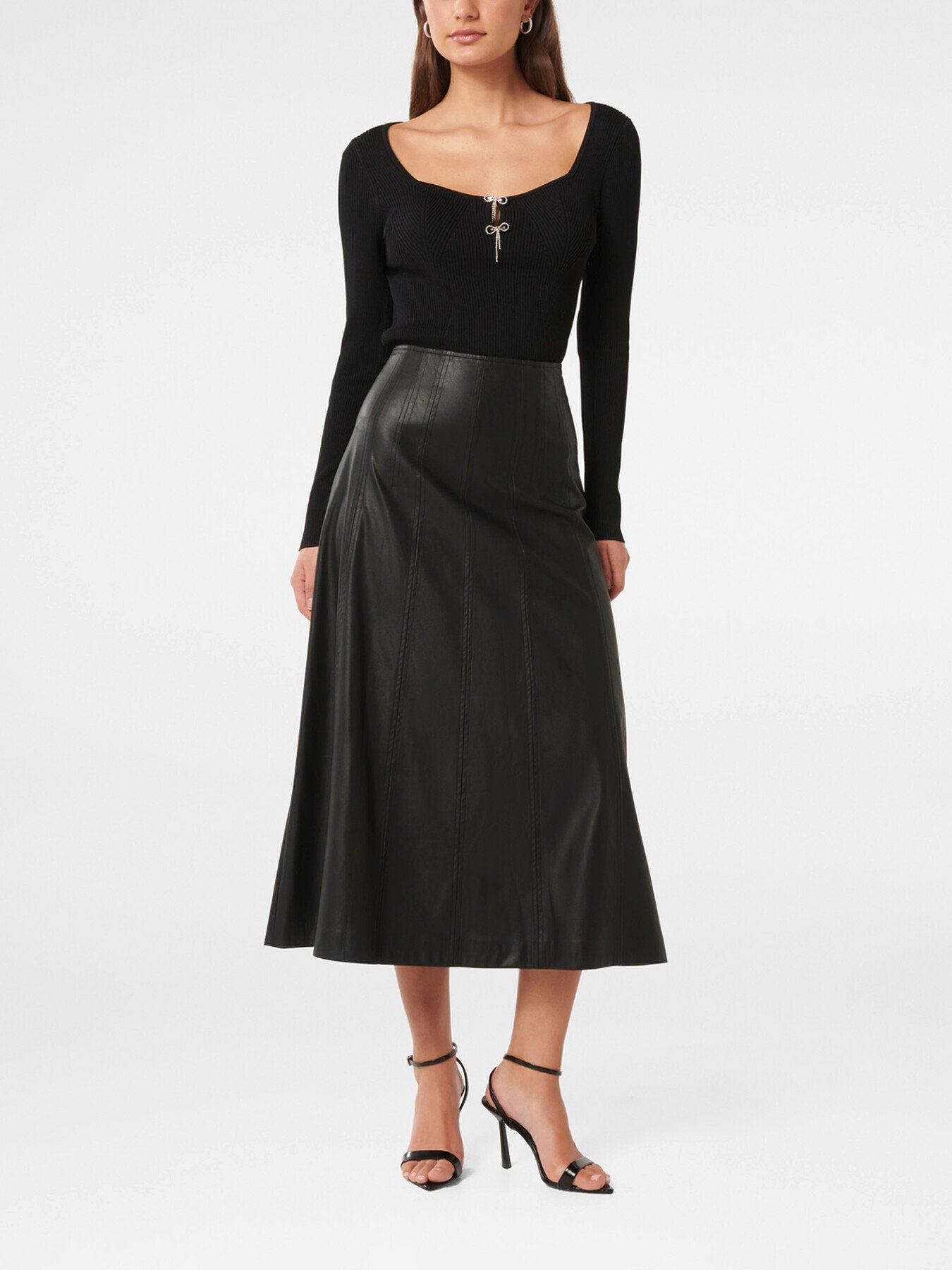 Renley Vegan Leather Midi Skirt