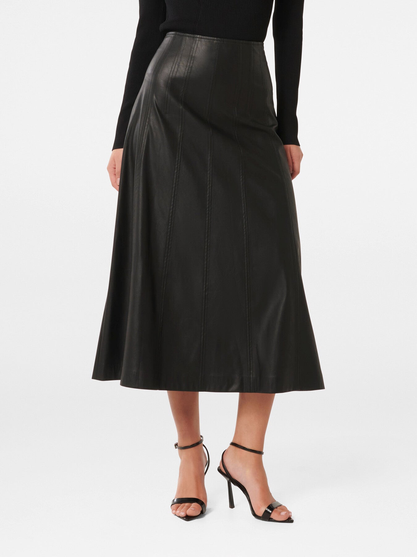 Renley Vegan Leather Midi Skirt