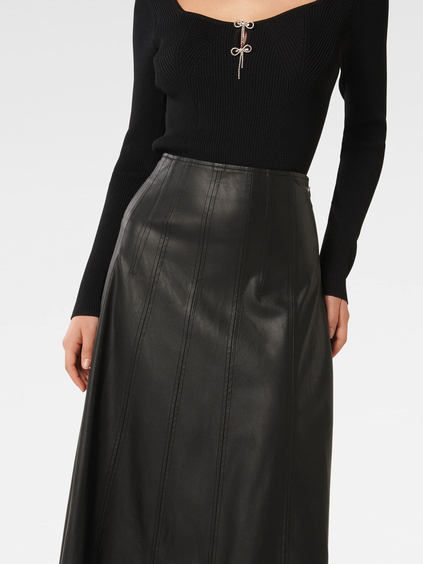 Renley Vegan Leather Midi Skirt