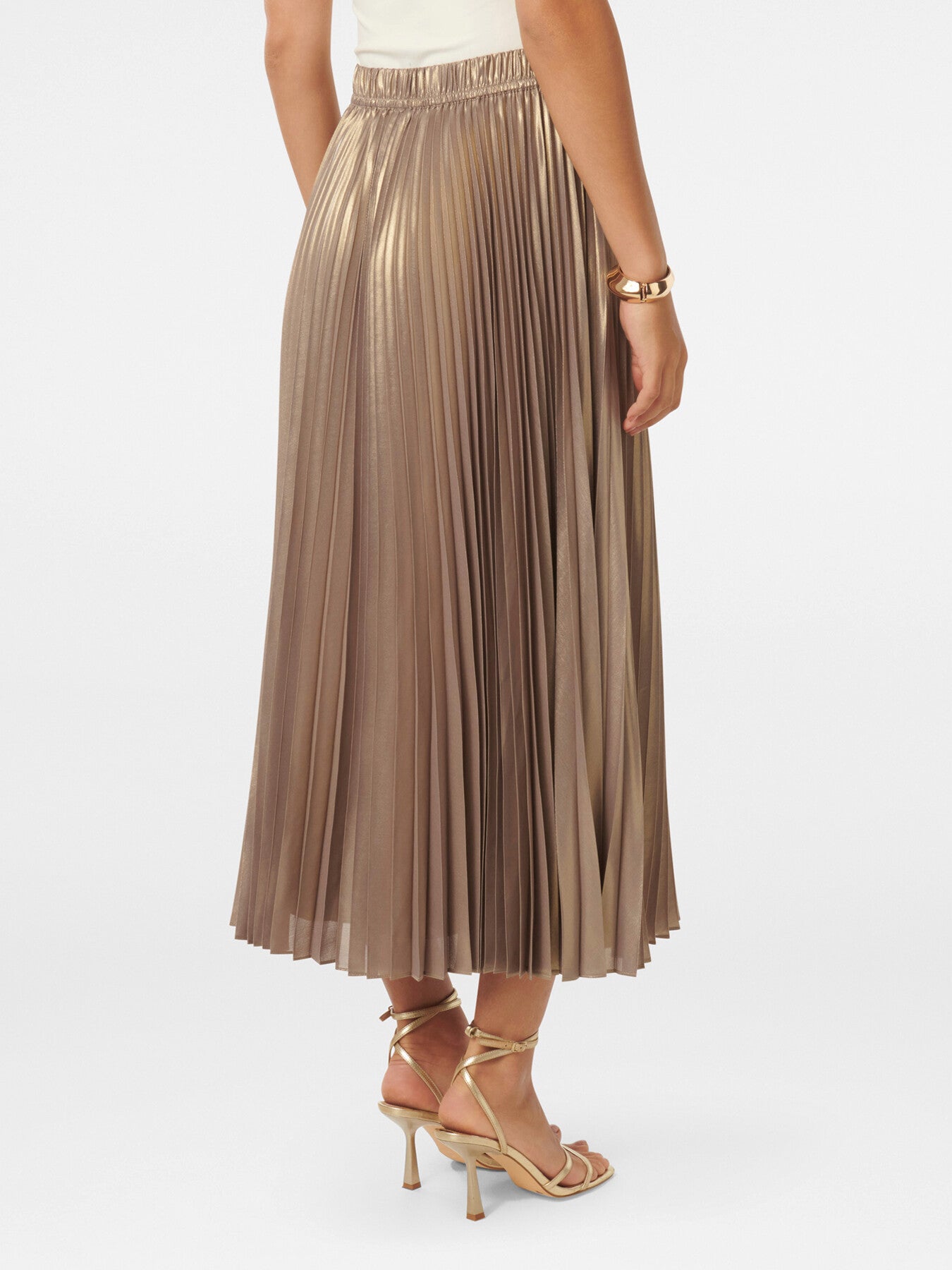 Estella Metallic Pleated Maxi Skirt