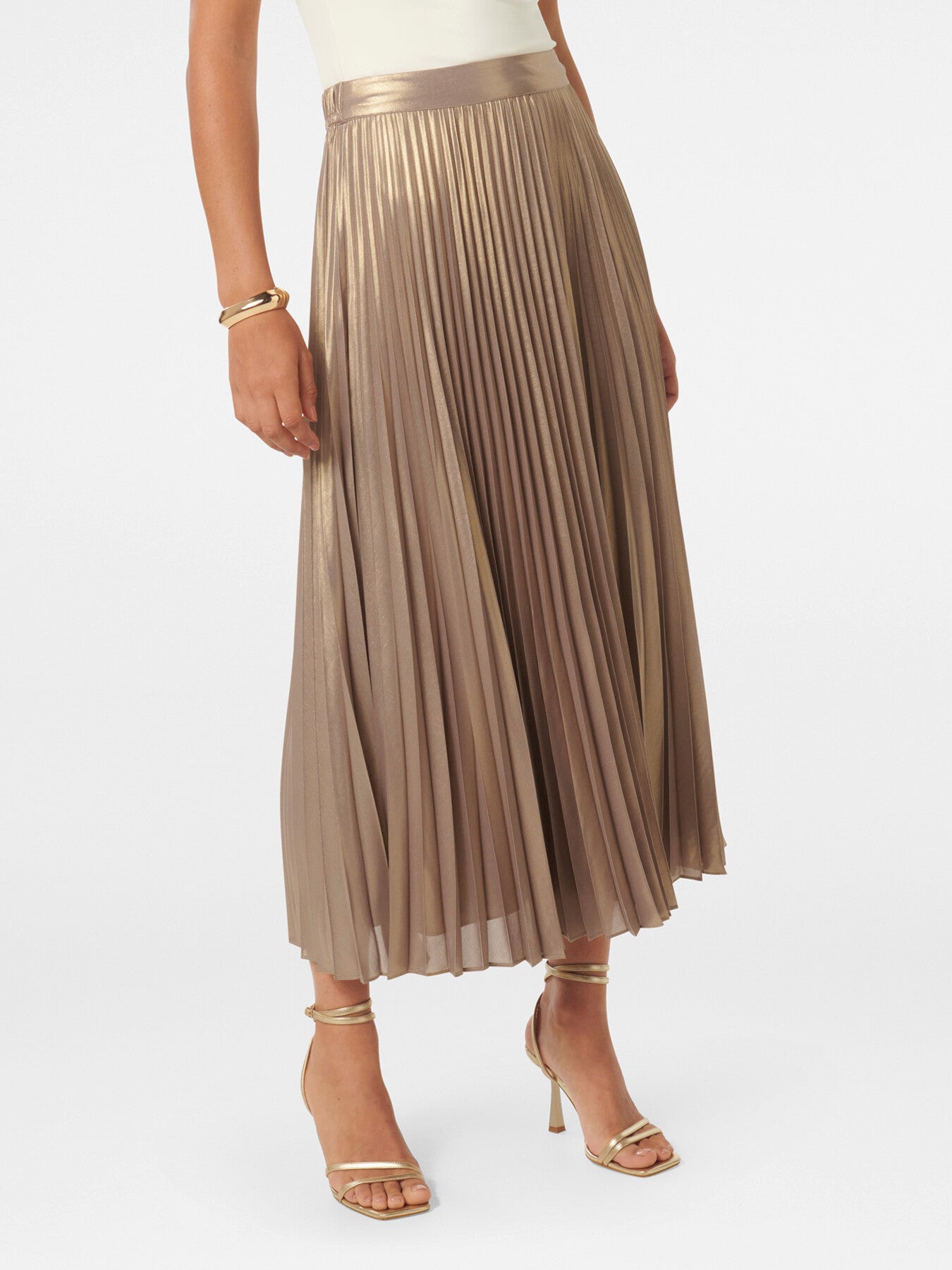 Estella Metallic Pleated Maxi Skirt