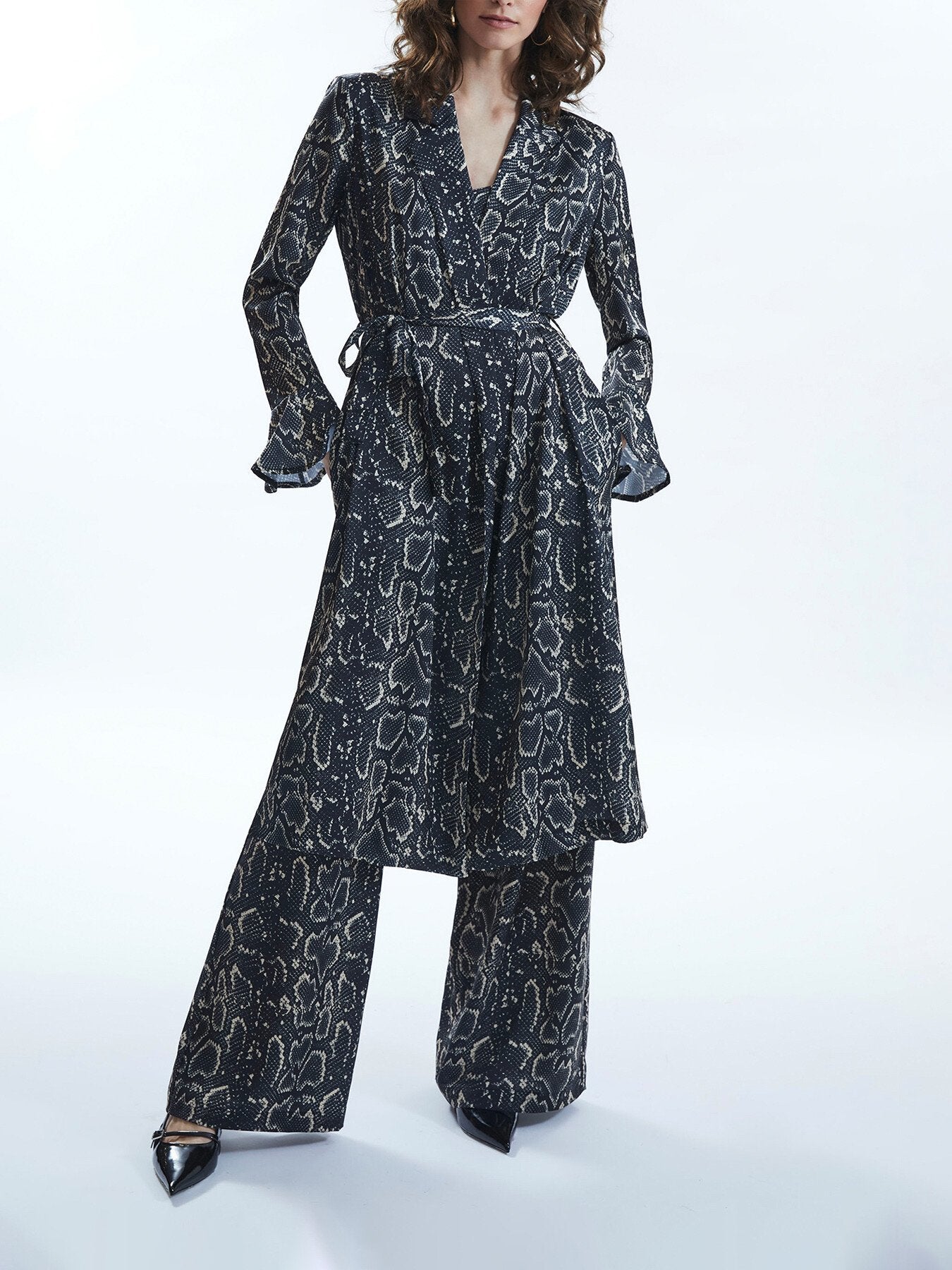 Python Print Wrap Shirt Dress