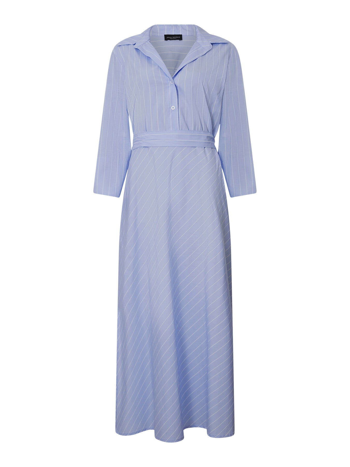 Stripped Shirt Belted Midi Dress
