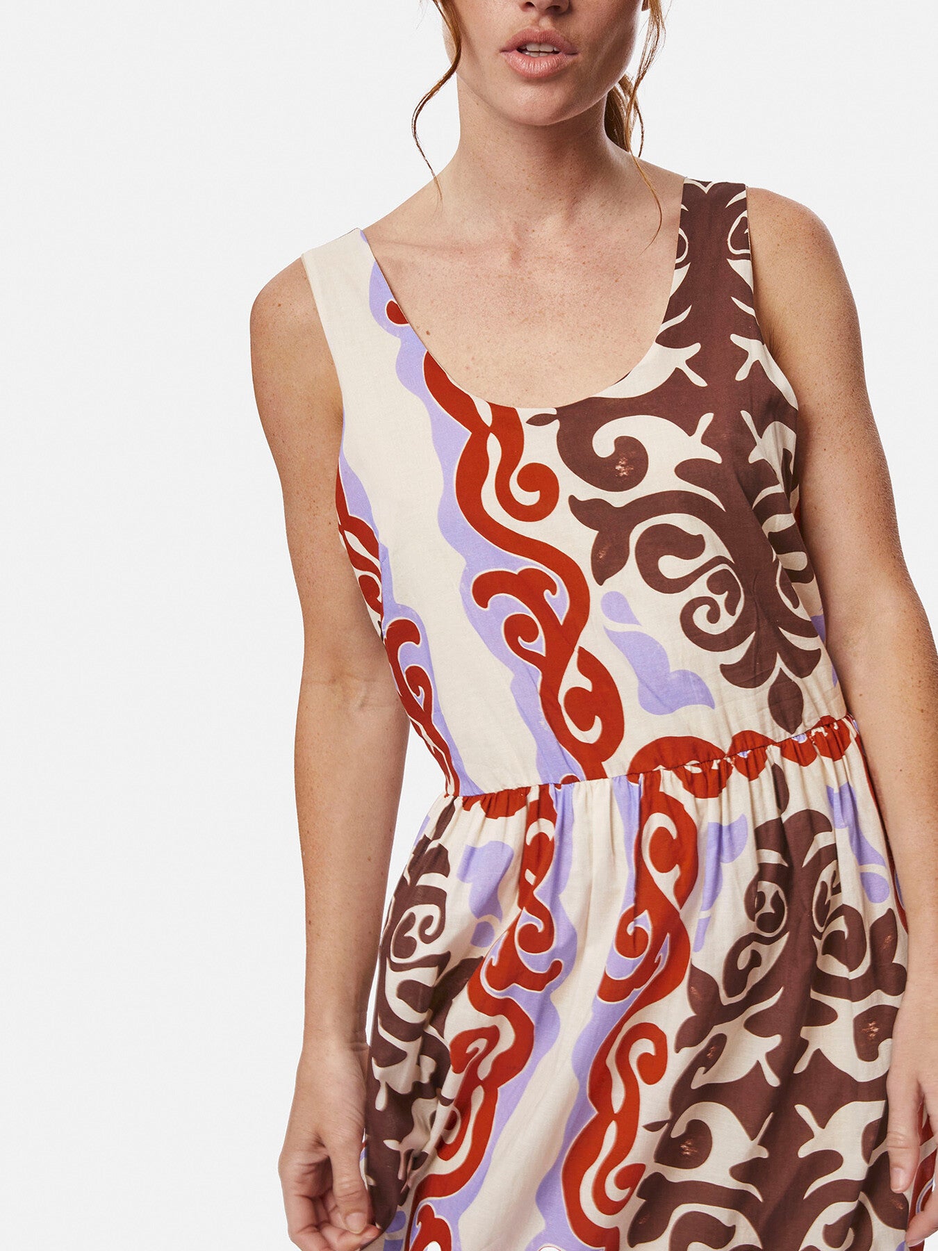 Wide Neckline Strappy Midi Dress