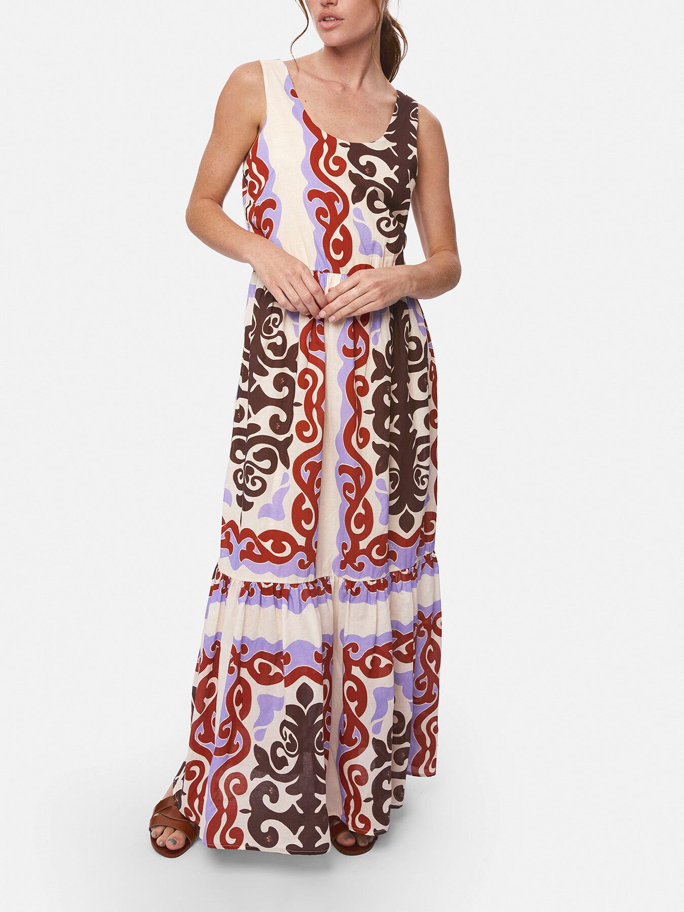 Wide Neckline Strappy Midi Dress