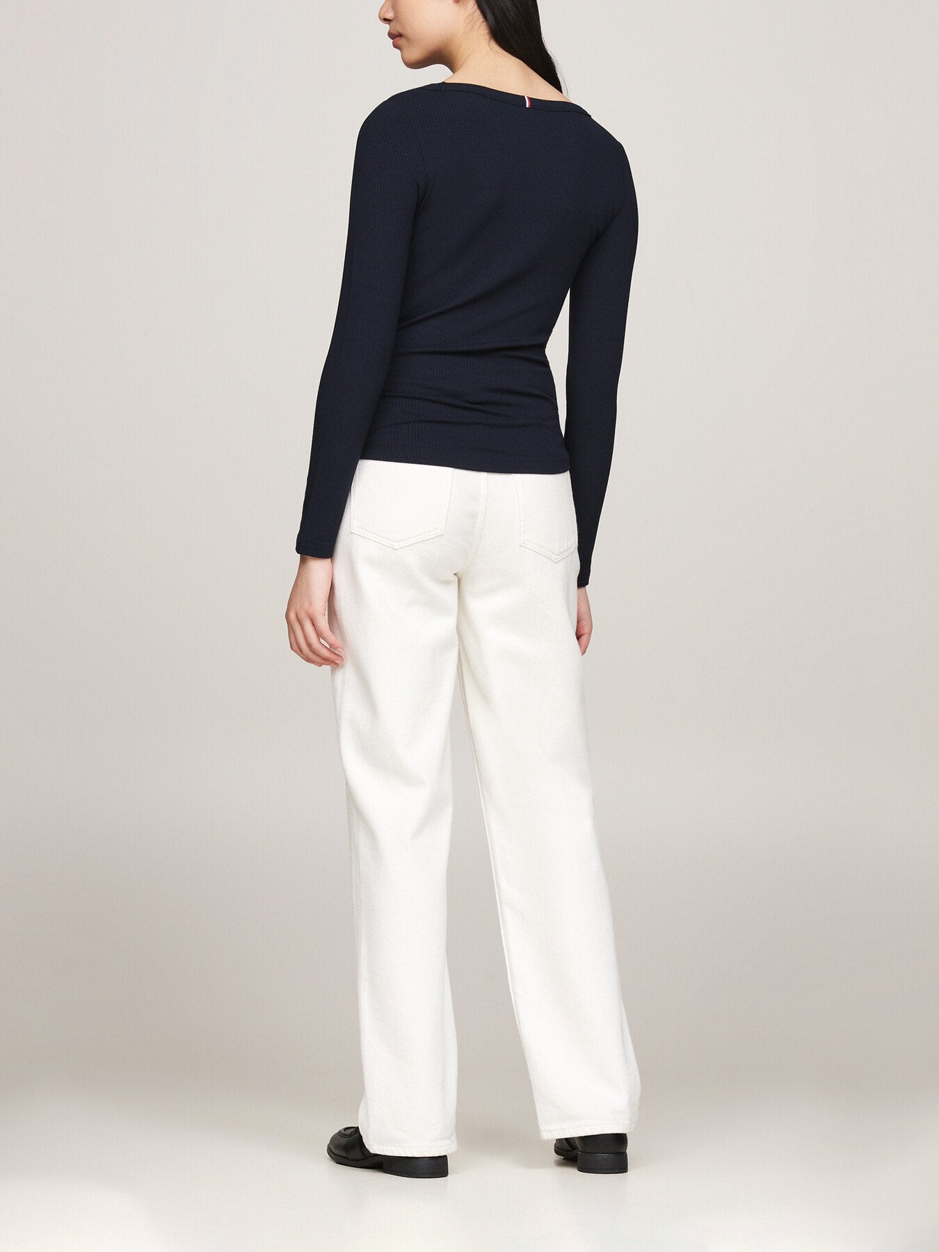 Boat Neck Slim Long Sleeve T-Shirt