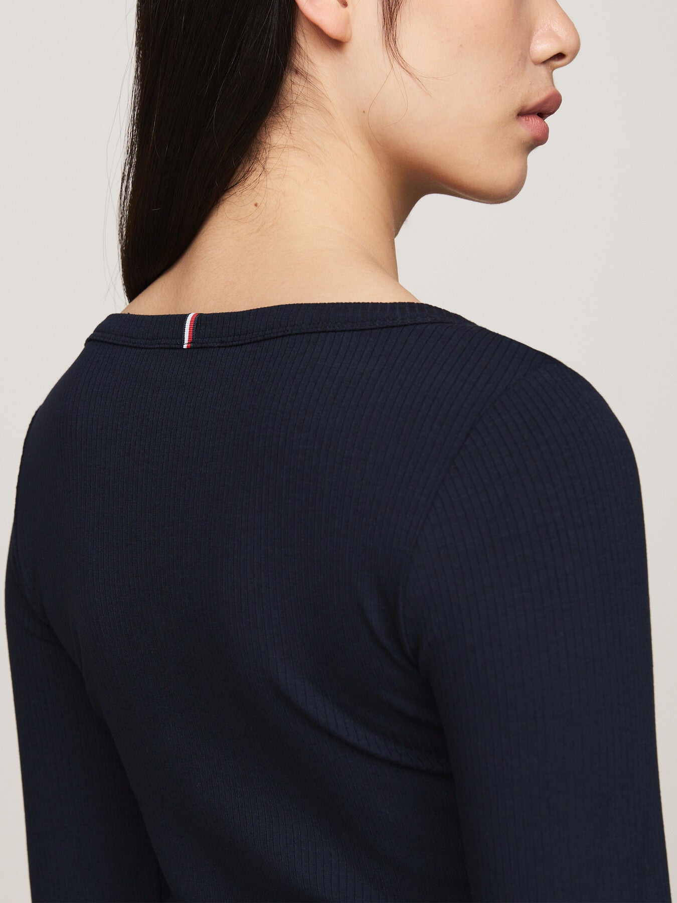 Boat Neck Slim Long Sleeve T-Shirt