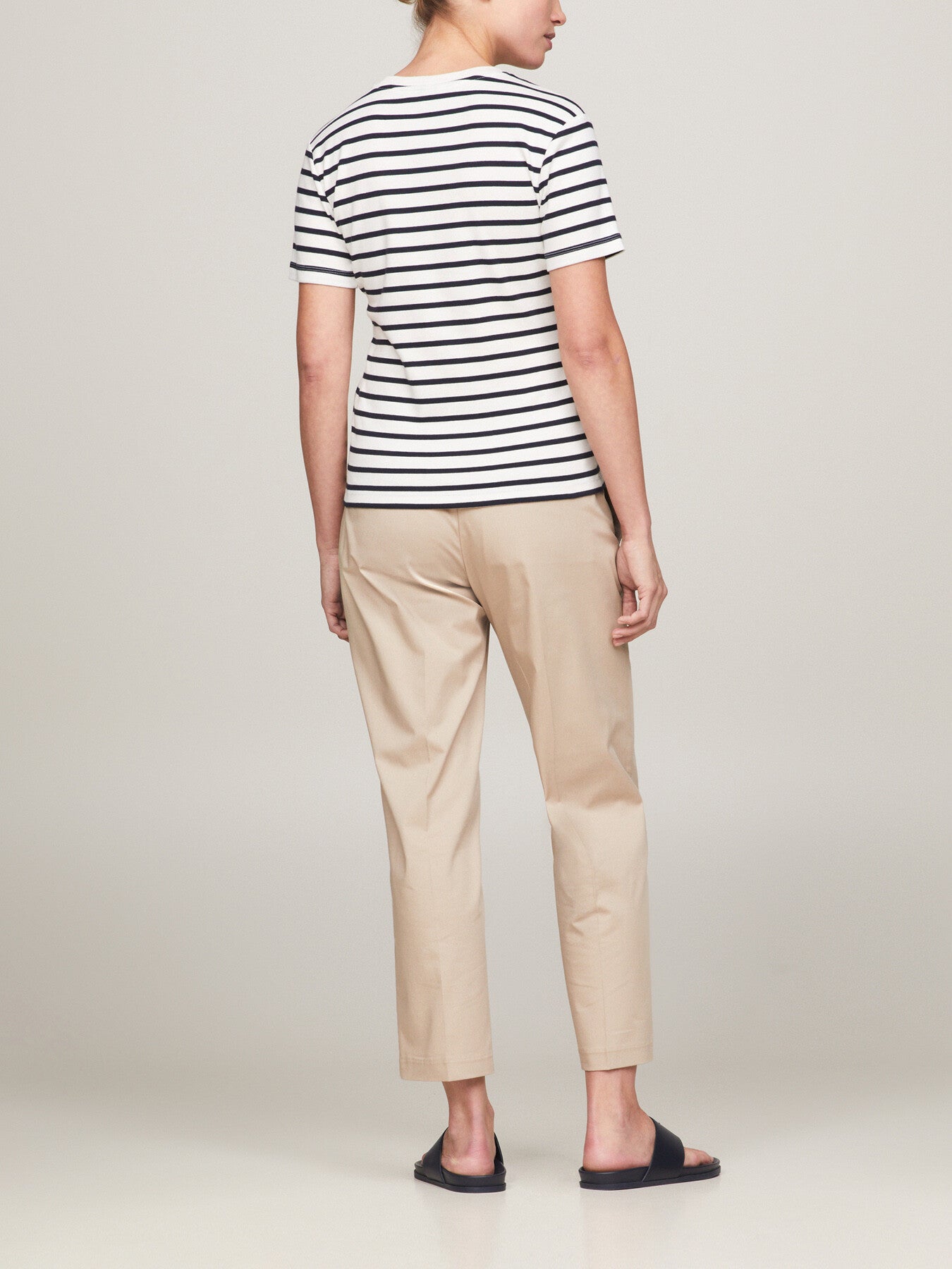 Flag Embroidery Slim Fit Striped T-Sh