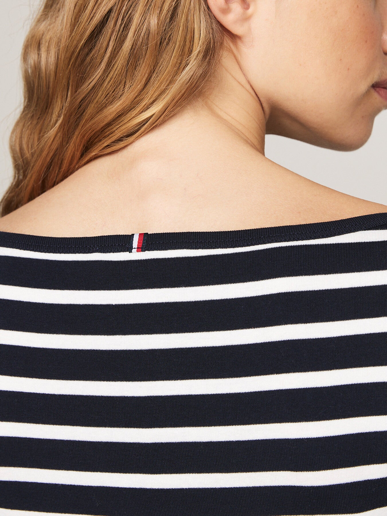 Boat Neck Slim T-Shirt Stripe
