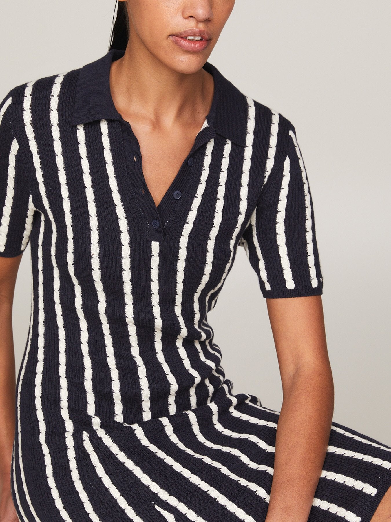 Cable Knit Knee Length Polo