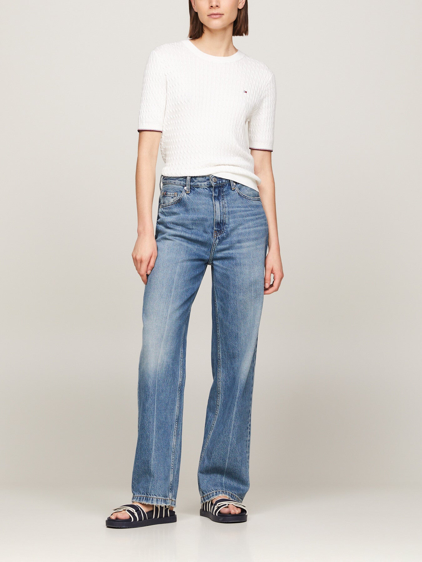Cable Knit Short Sleeve Jumper